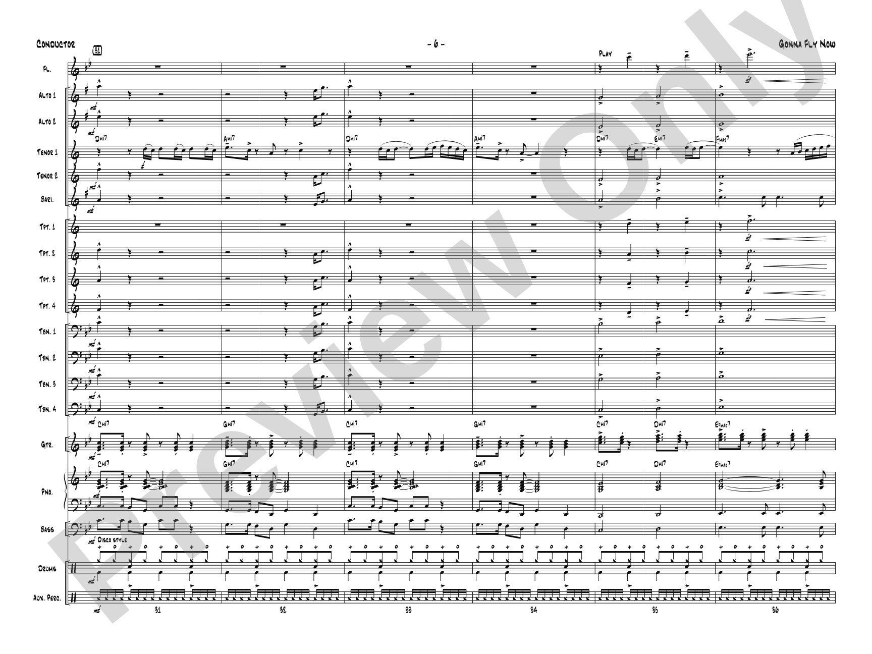 Gonna Fly Now: Jazz Ensemble Conductor Score & Parts