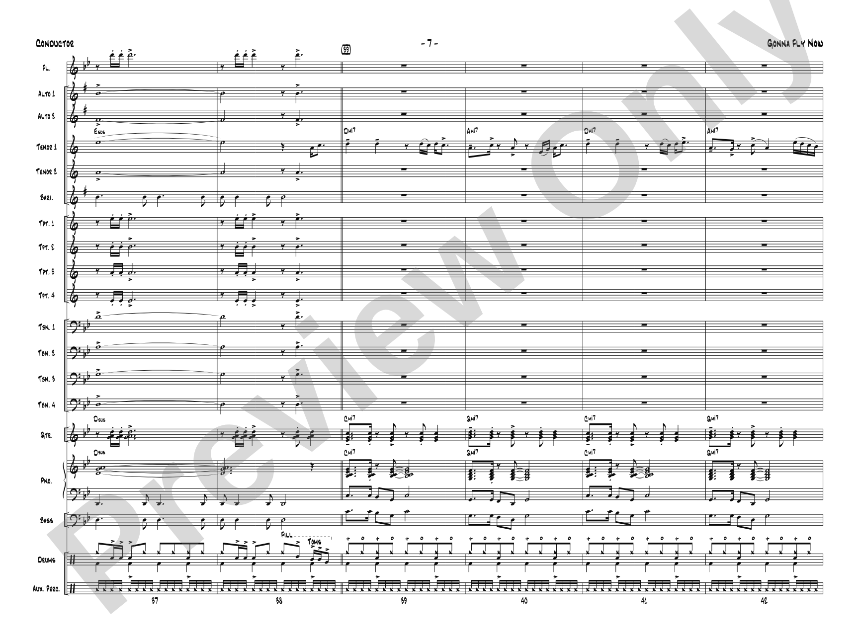 Gonna Fly Now: Jazz Ensemble Conductor Score & Parts