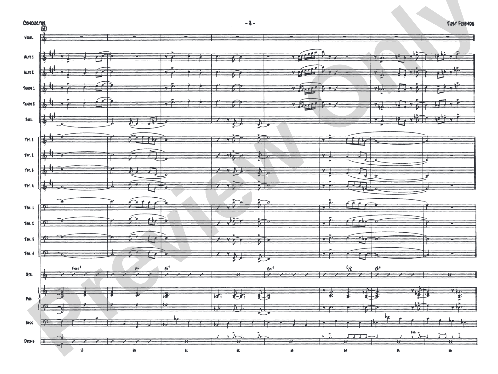 Just Friends: Vocal Solo with Jazz Ensemble Conductor Score & Parts