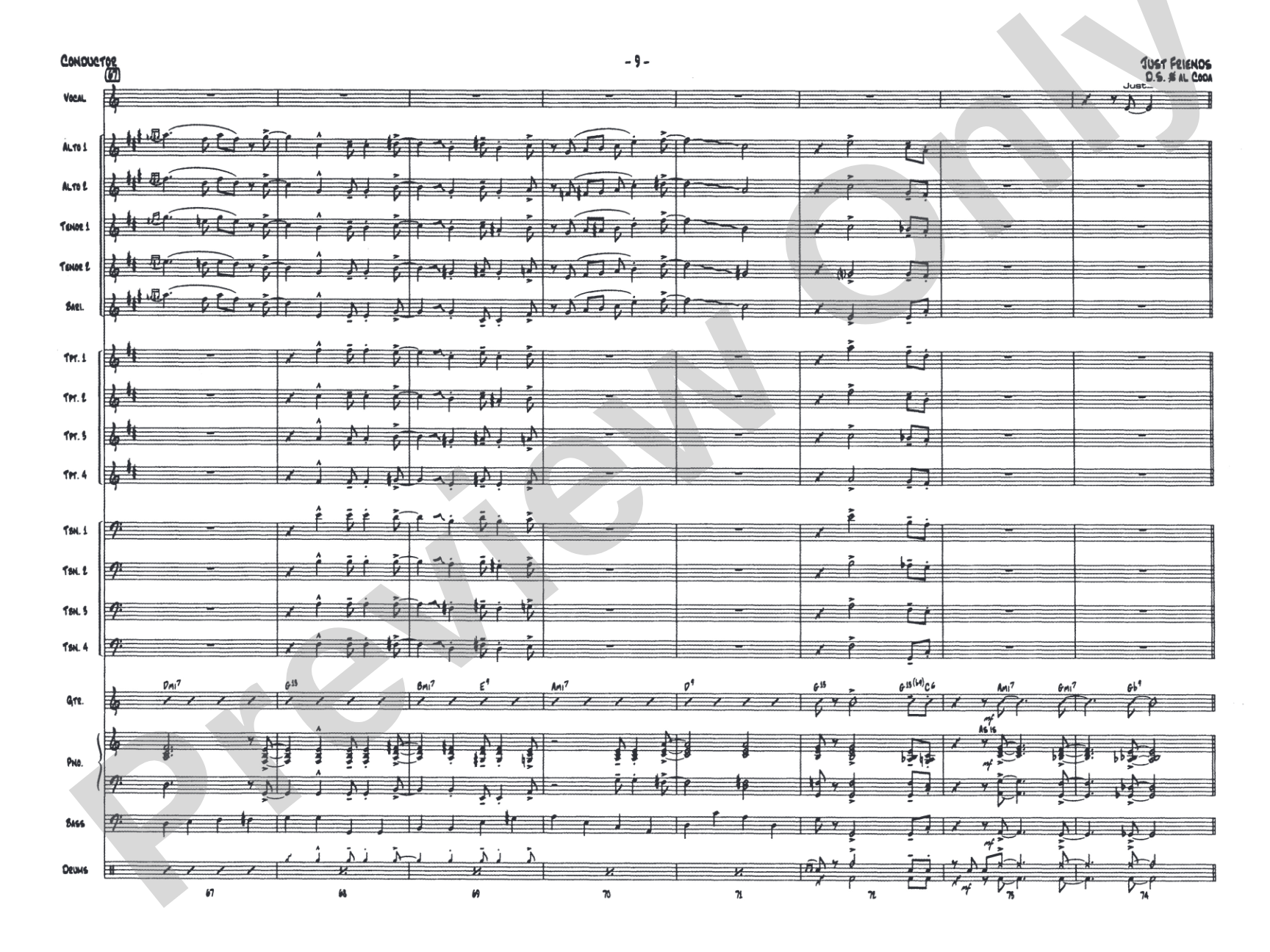 Just Friends: Vocal Solo with Jazz Ensemble Conductor Score & Parts
