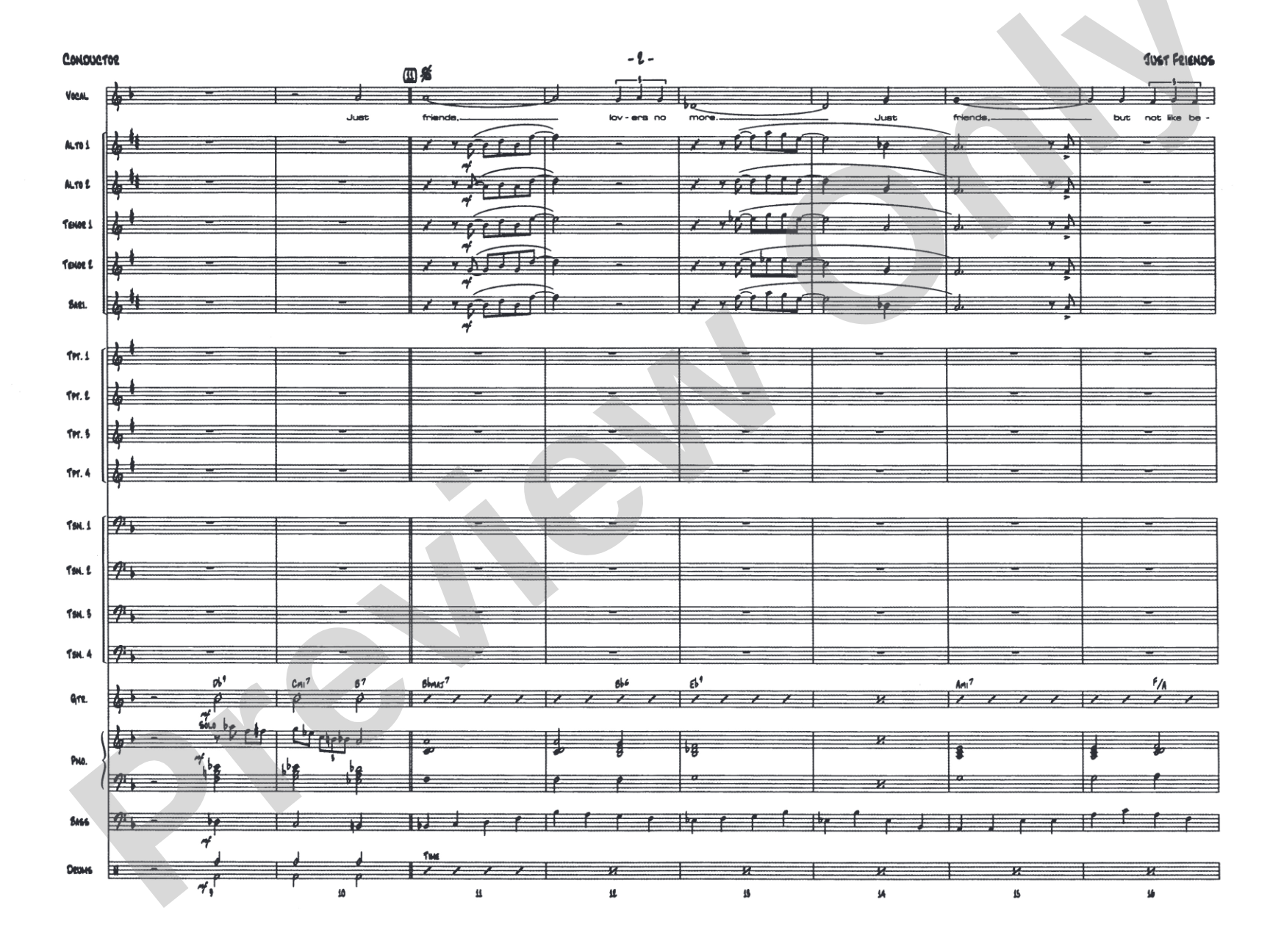 Just Friends: Vocal Solo with Jazz Ensemble Conductor Score & Parts