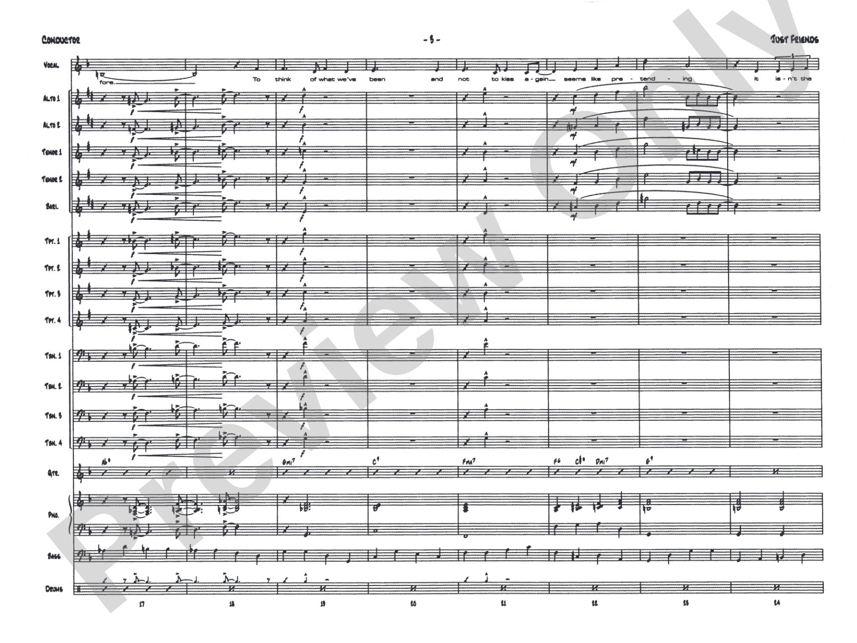 Just Friends: Vocal Solo with Jazz Ensemble Conductor Score & Parts