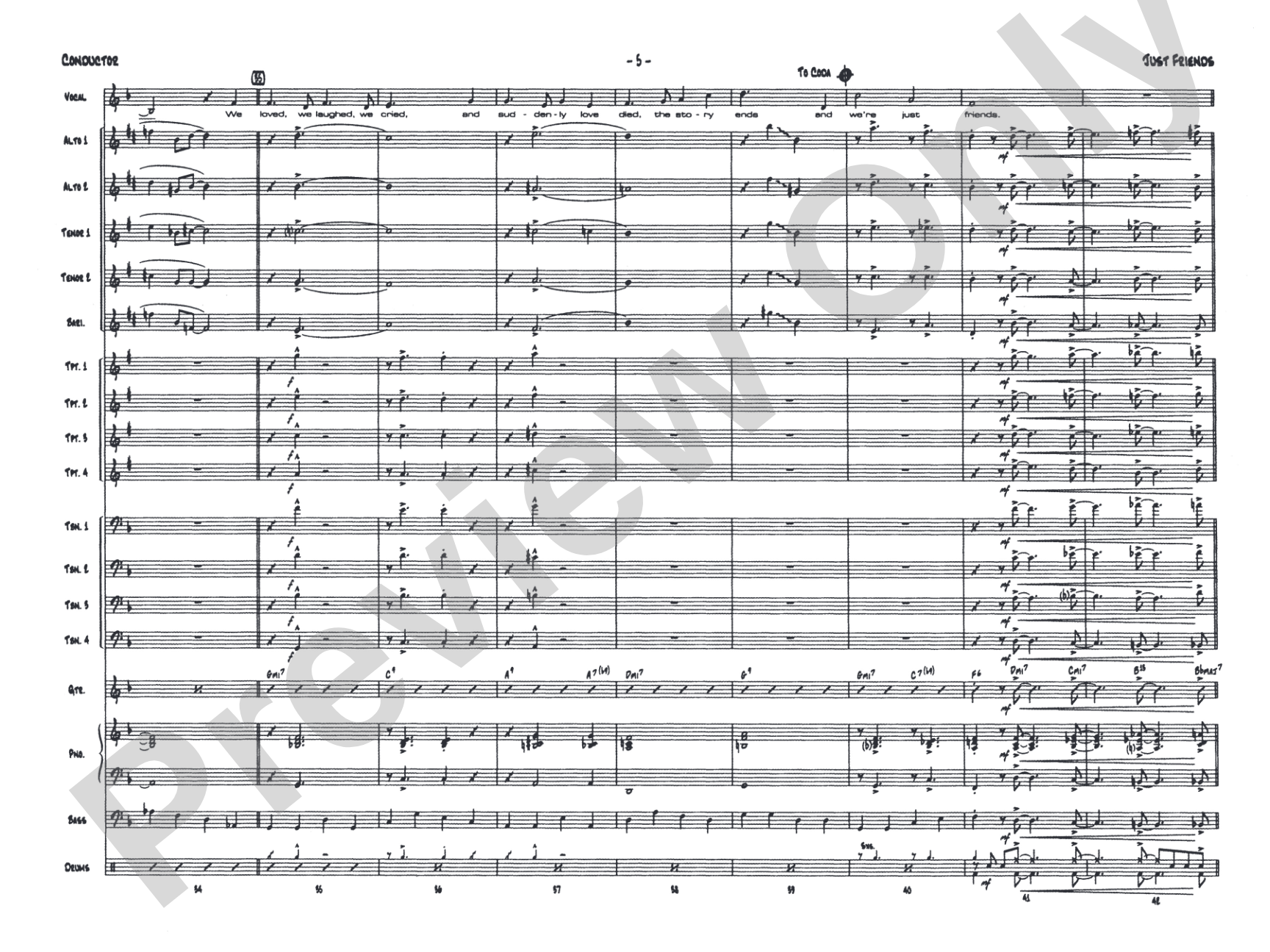 Just Friends: Vocal Solo with Jazz Ensemble Conductor Score & Parts