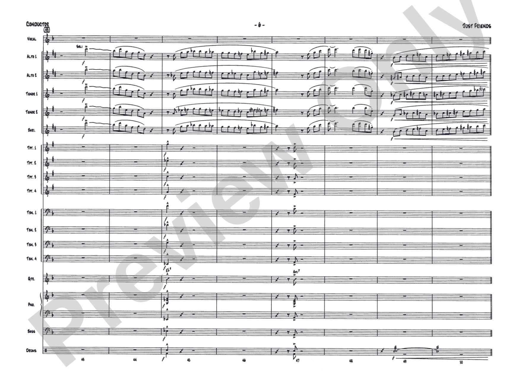 Just Friends: Vocal Solo with Jazz Ensemble Conductor Score & Parts