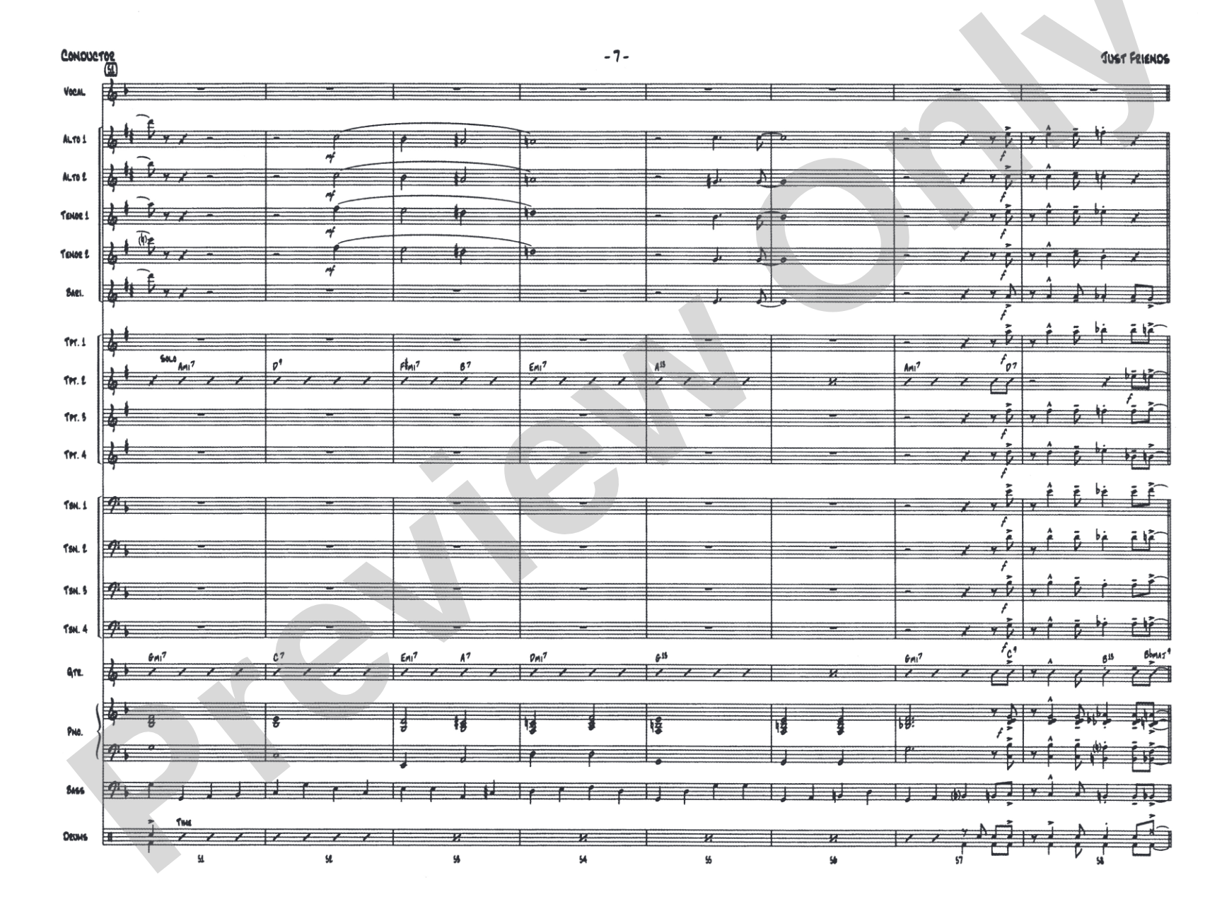 Just Friends: Vocal Solo with Jazz Ensemble Conductor Score & Parts