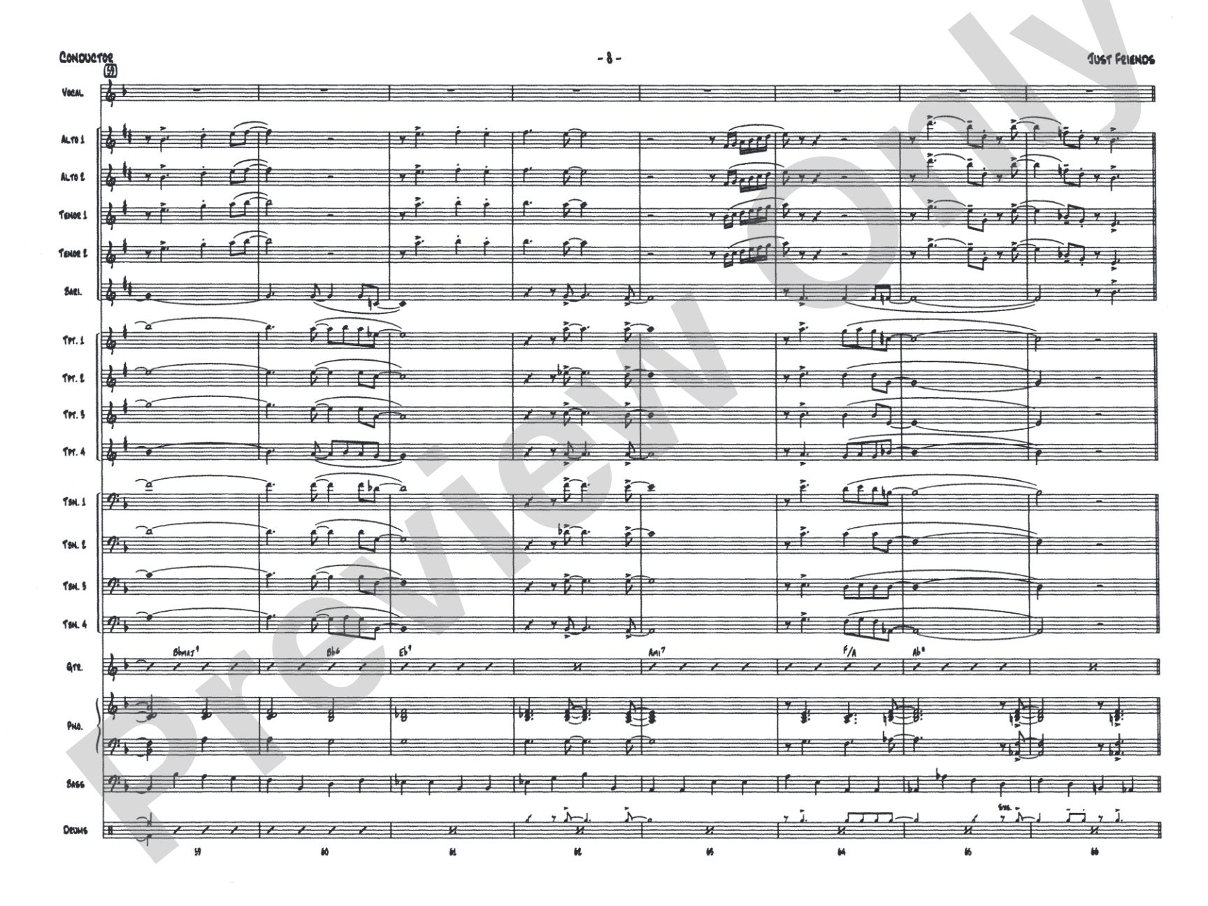 Just Friends: Vocal Solo with Jazz Ensemble Conductor Score & Parts