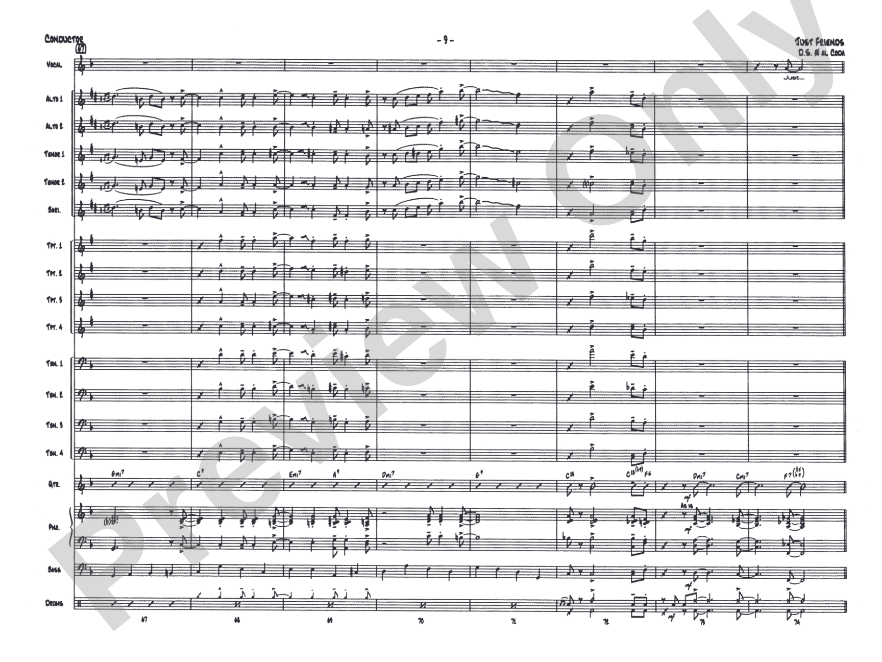 Just Friends: Vocal Solo with Jazz Ensemble Conductor Score & Parts