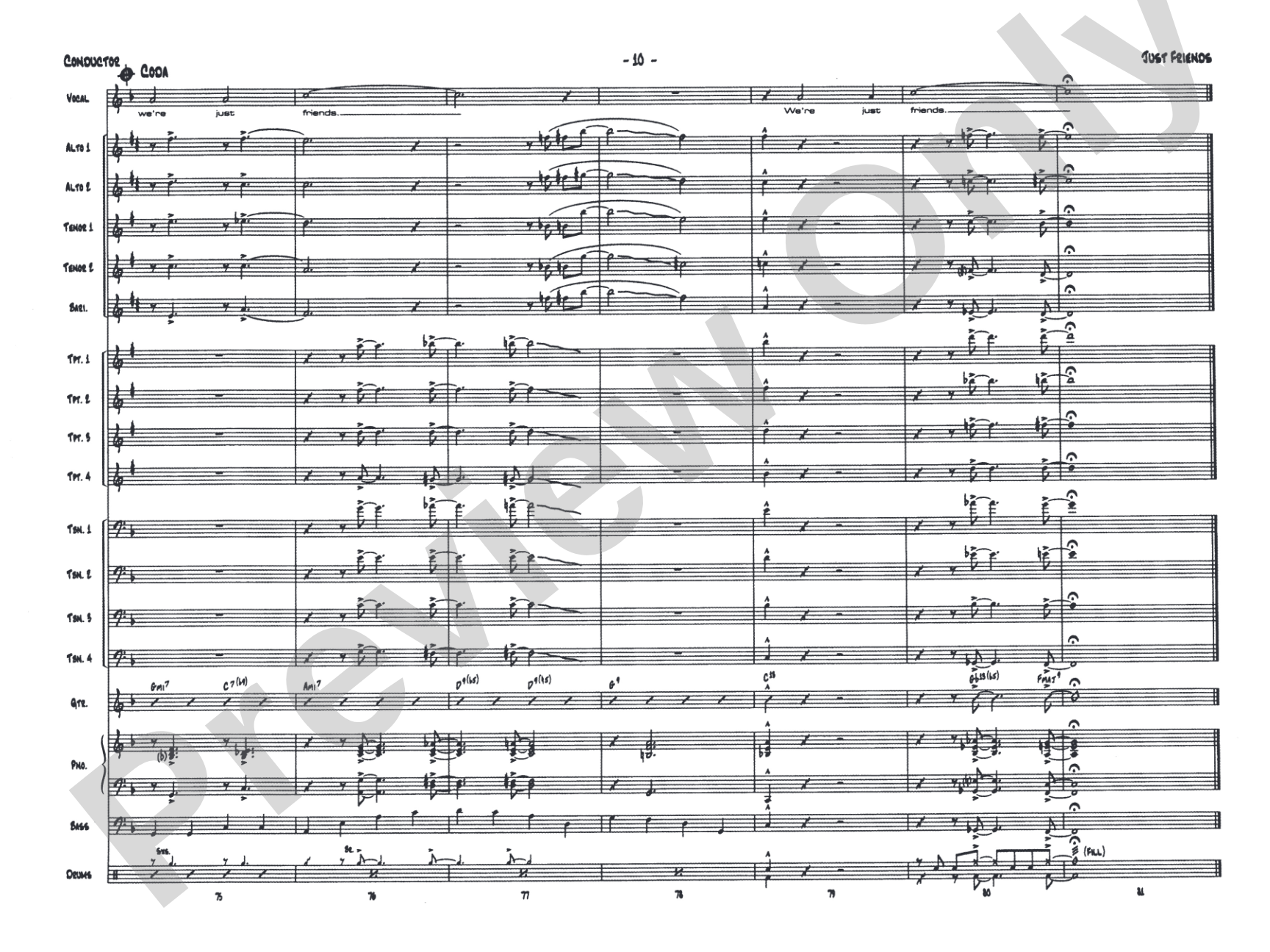 Just Friends: Vocal Solo with Jazz Ensemble Conductor Score & Parts
