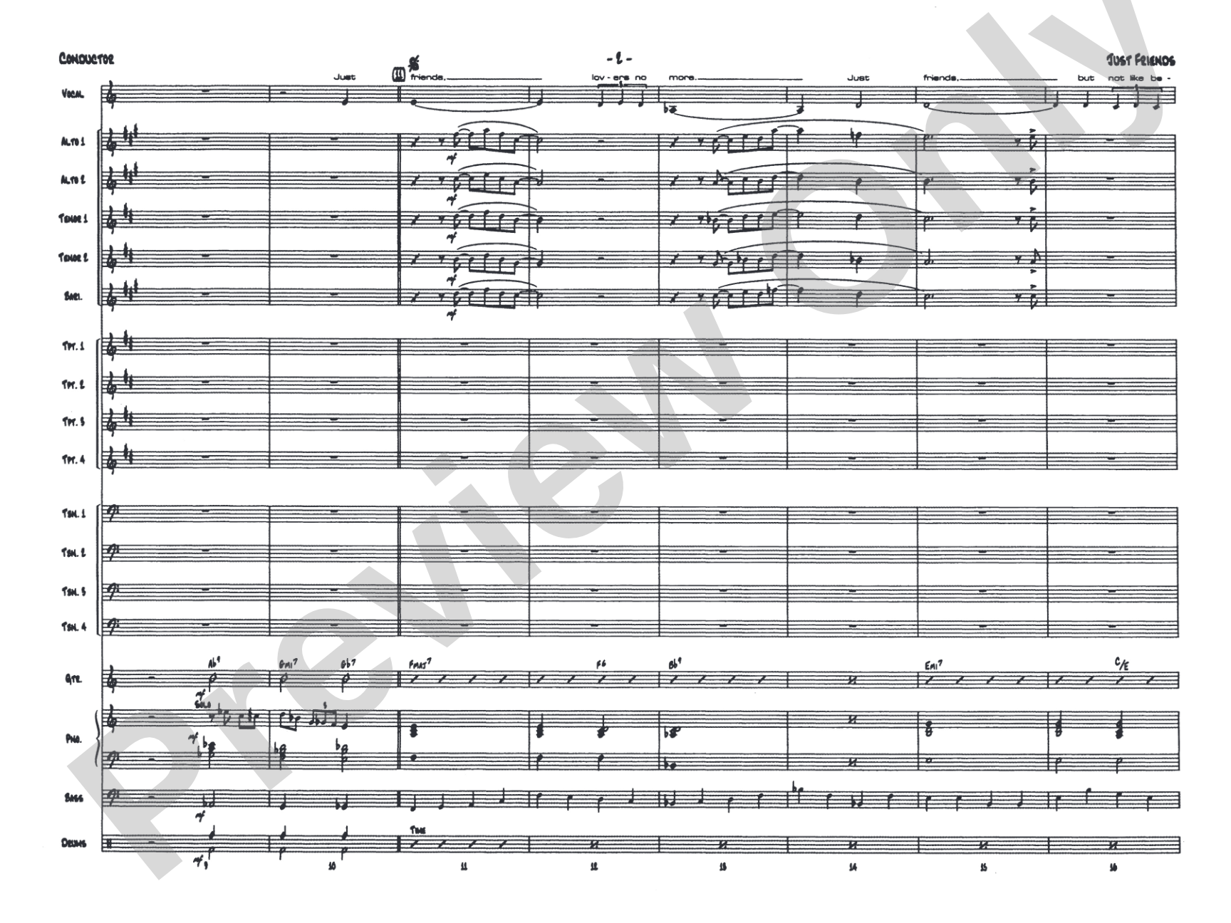 Just Friends: Vocal Solo with Jazz Ensemble Conductor Score & Parts