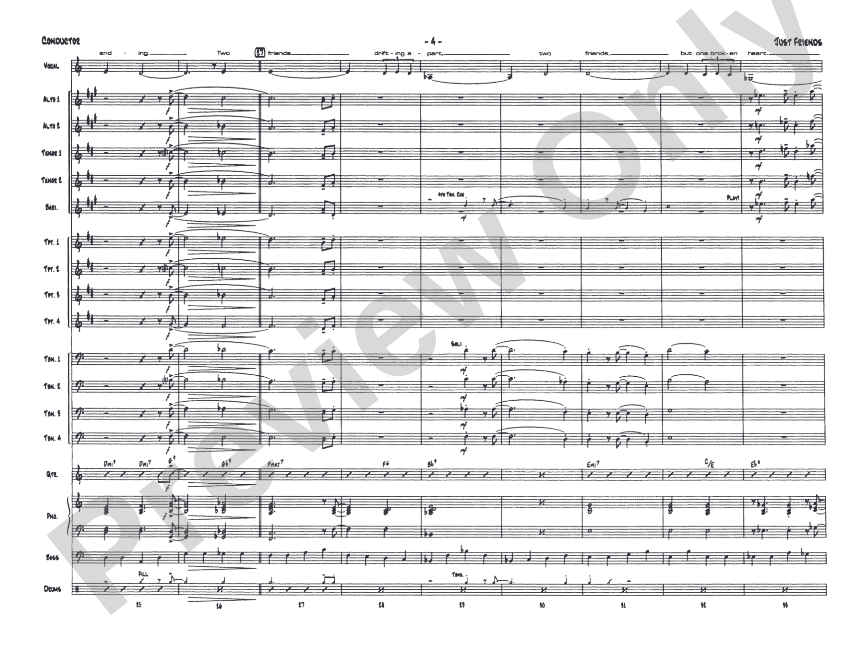 Just Friends: Vocal Solo with Jazz Ensemble Conductor Score & Parts