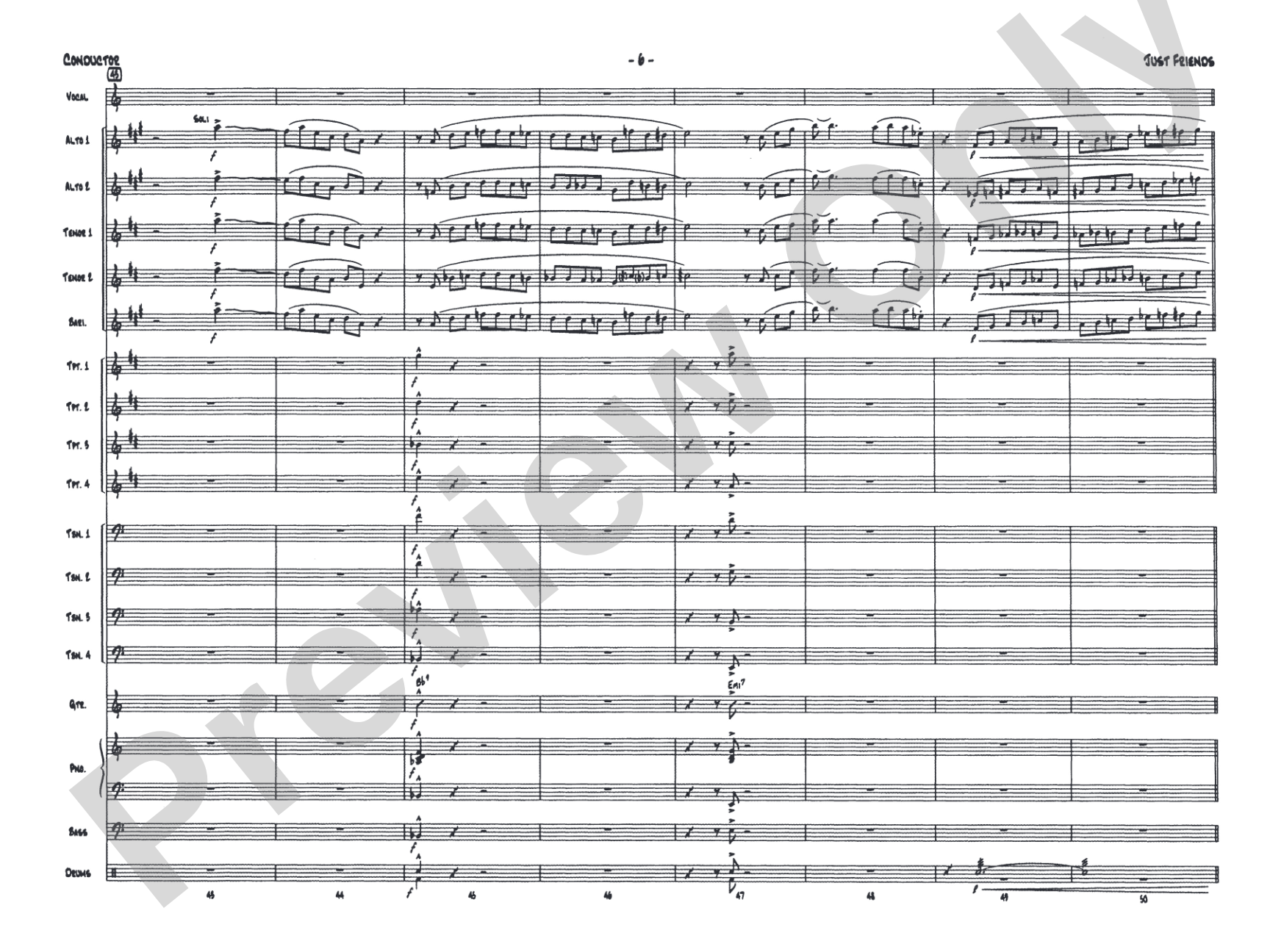 Just Friends: Vocal Solo with Jazz Ensemble Conductor Score & Parts