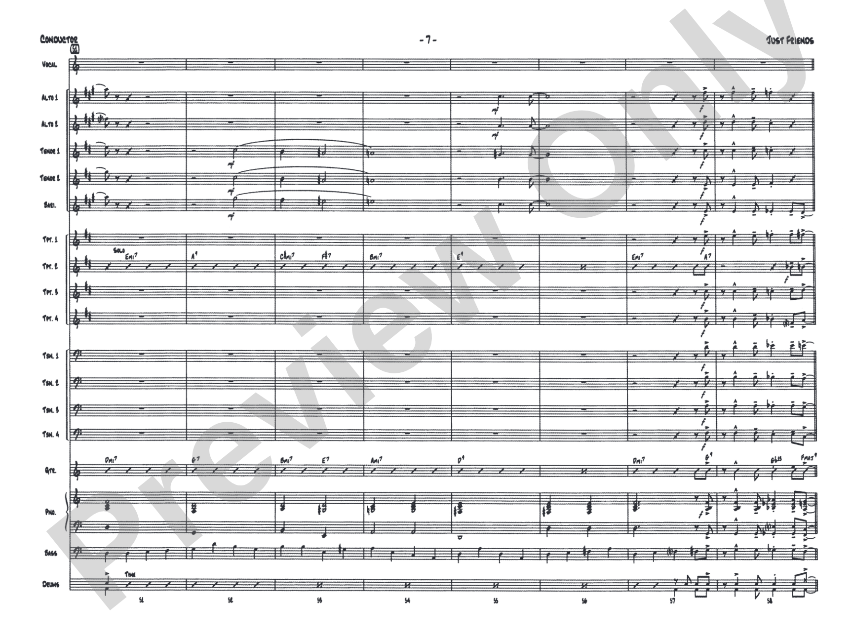 Just Friends: Vocal Solo with Jazz Ensemble Conductor Score & Parts