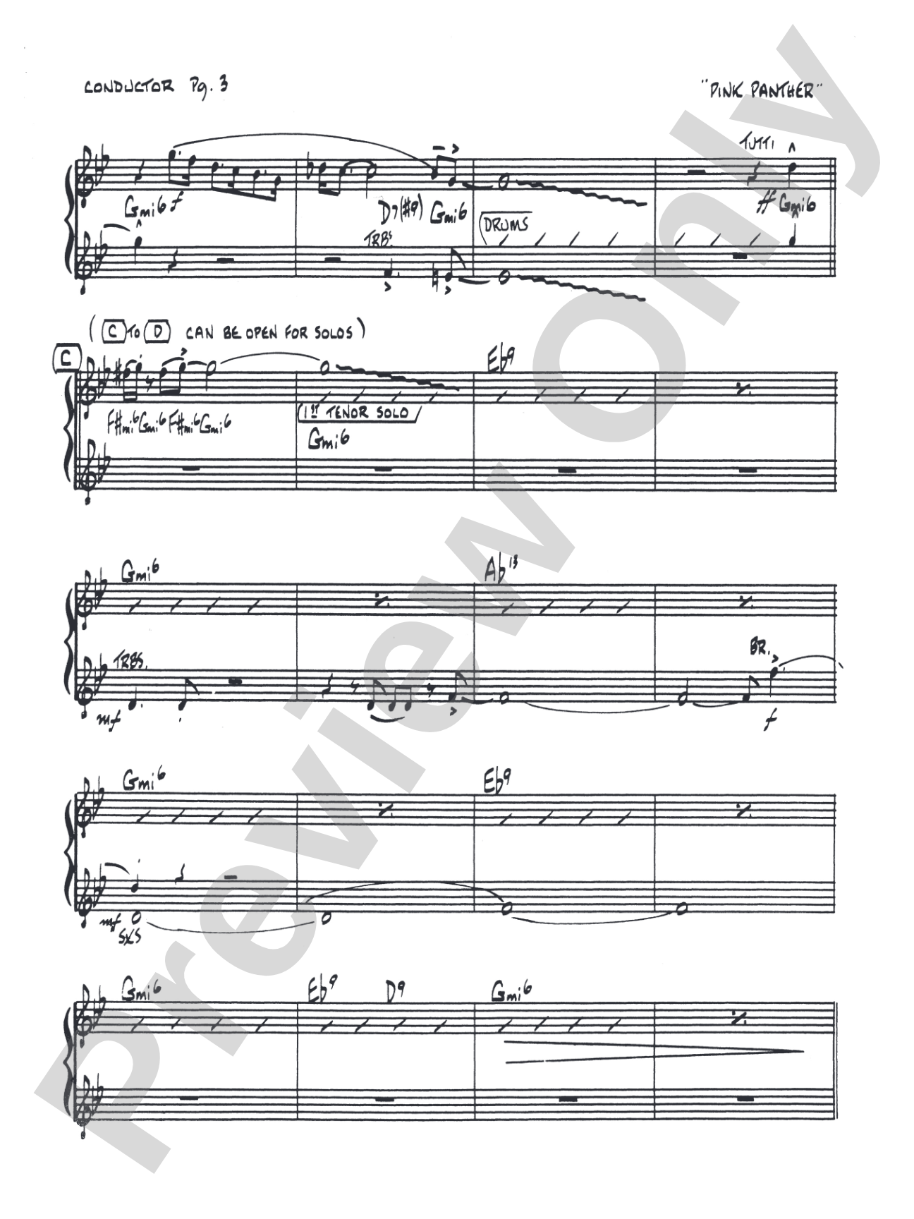 The Pink Panther: Jazz Ensemble Conductor Score & Parts