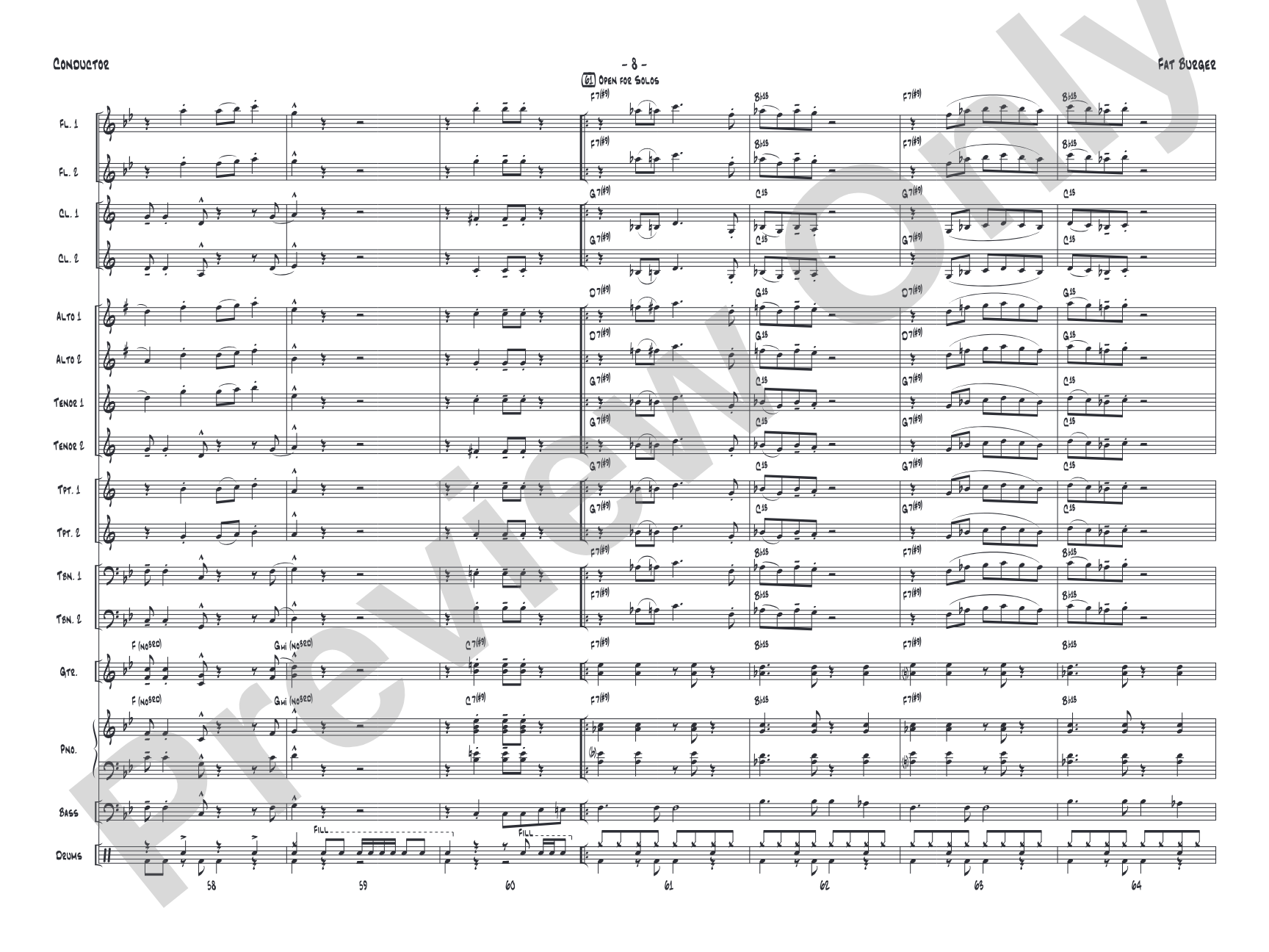 Fat Burger: Jazz Ensemble Conductor Score & Parts