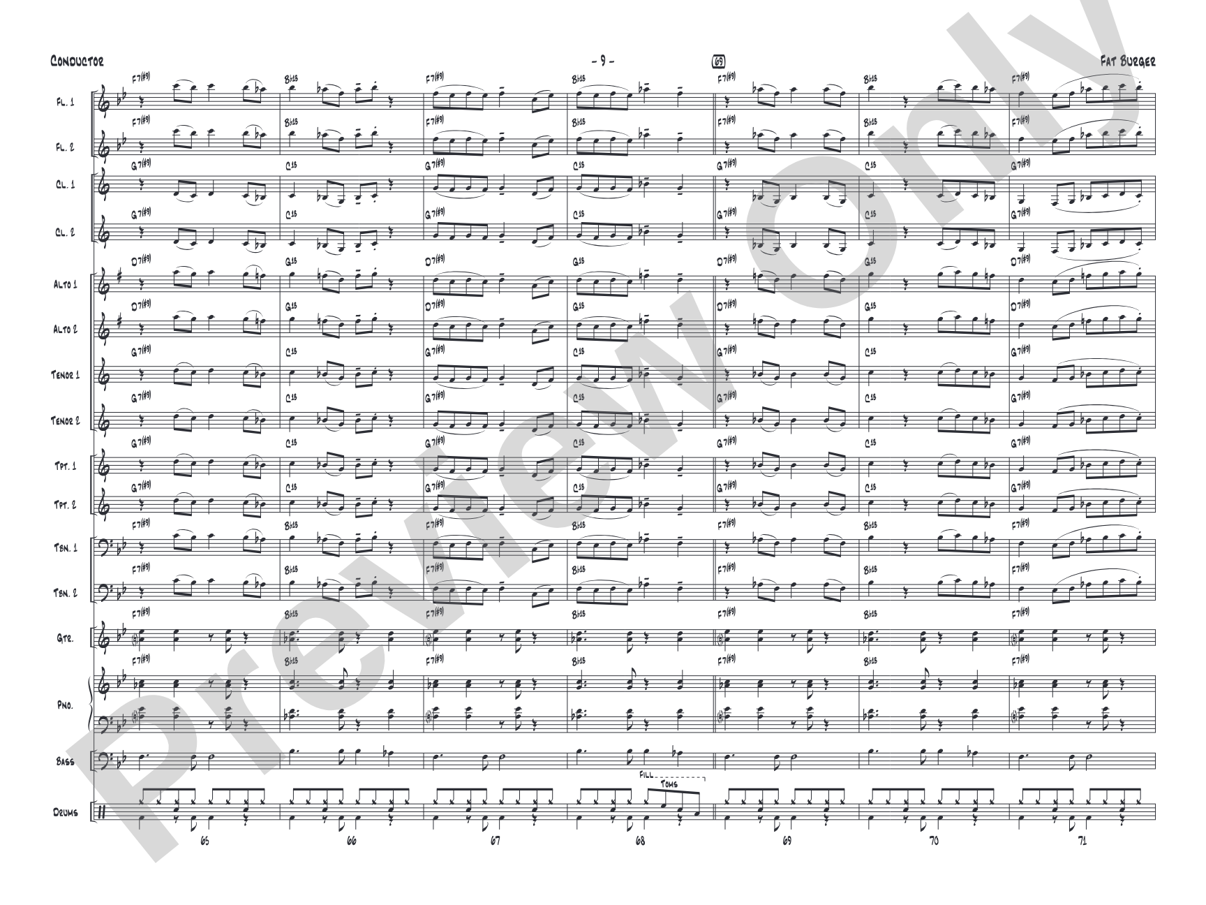 Fat Burger: Jazz Ensemble Conductor Score & Parts