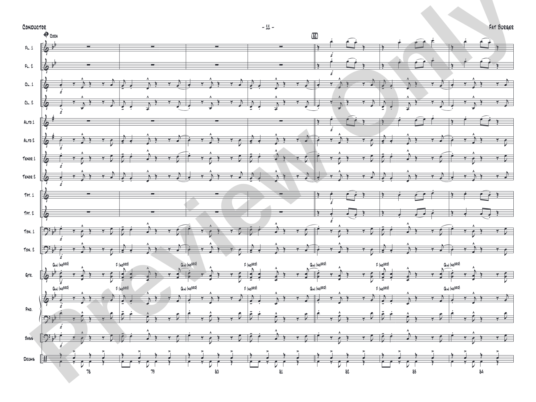 Fat Burger: Jazz Ensemble Conductor Score & Parts