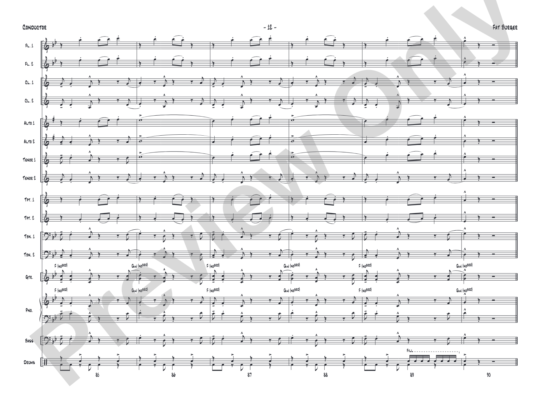 Fat Burger: Jazz Ensemble Conductor Score & Parts
