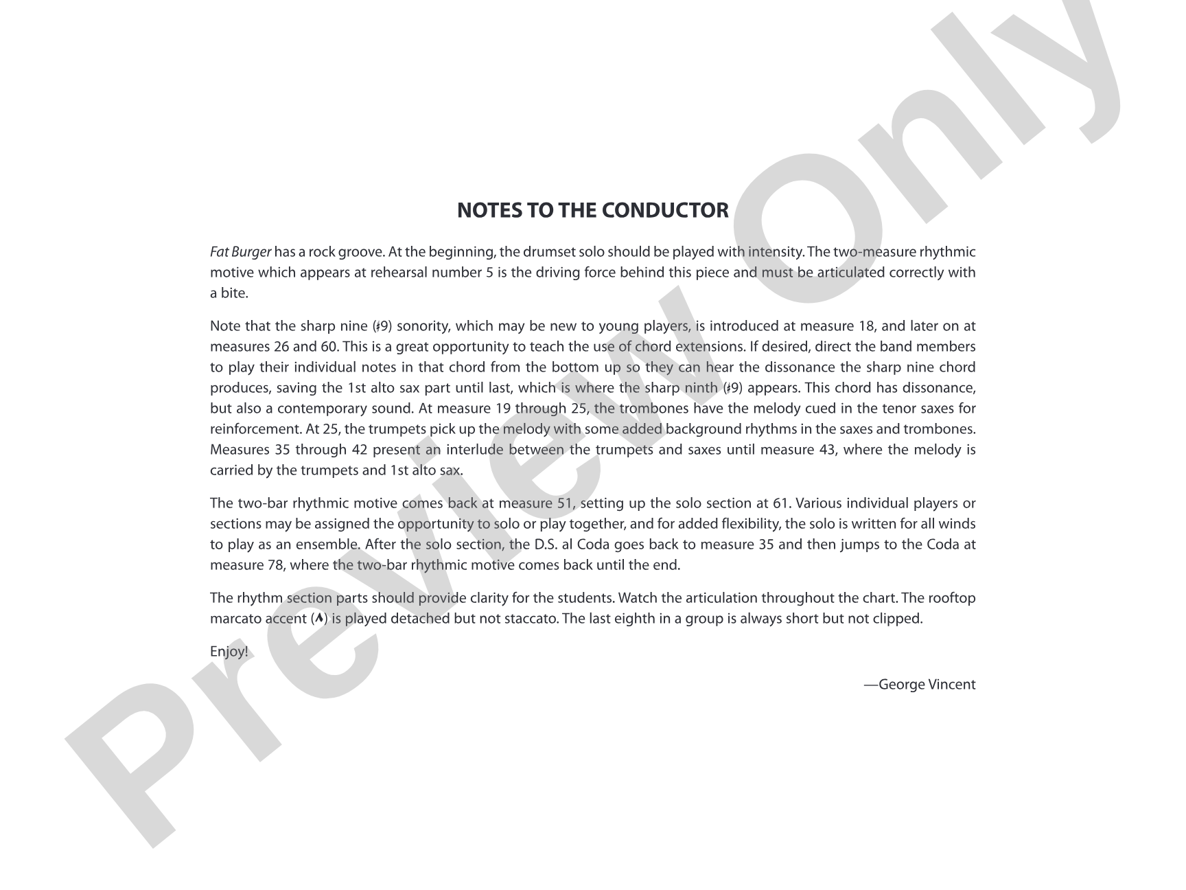 Fat Burger: Jazz Ensemble Conductor Score & Parts