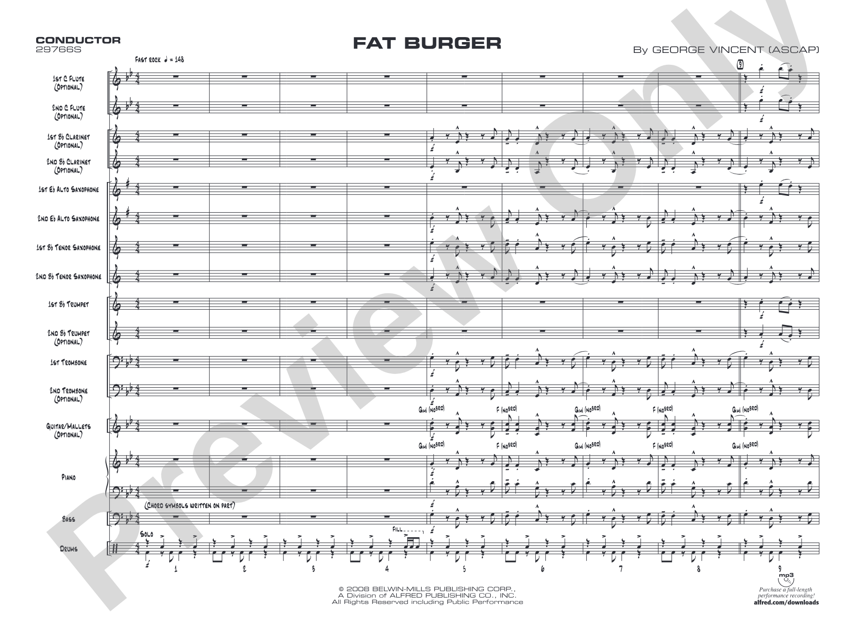 Fat Burger: Jazz Ensemble Conductor Score & Parts