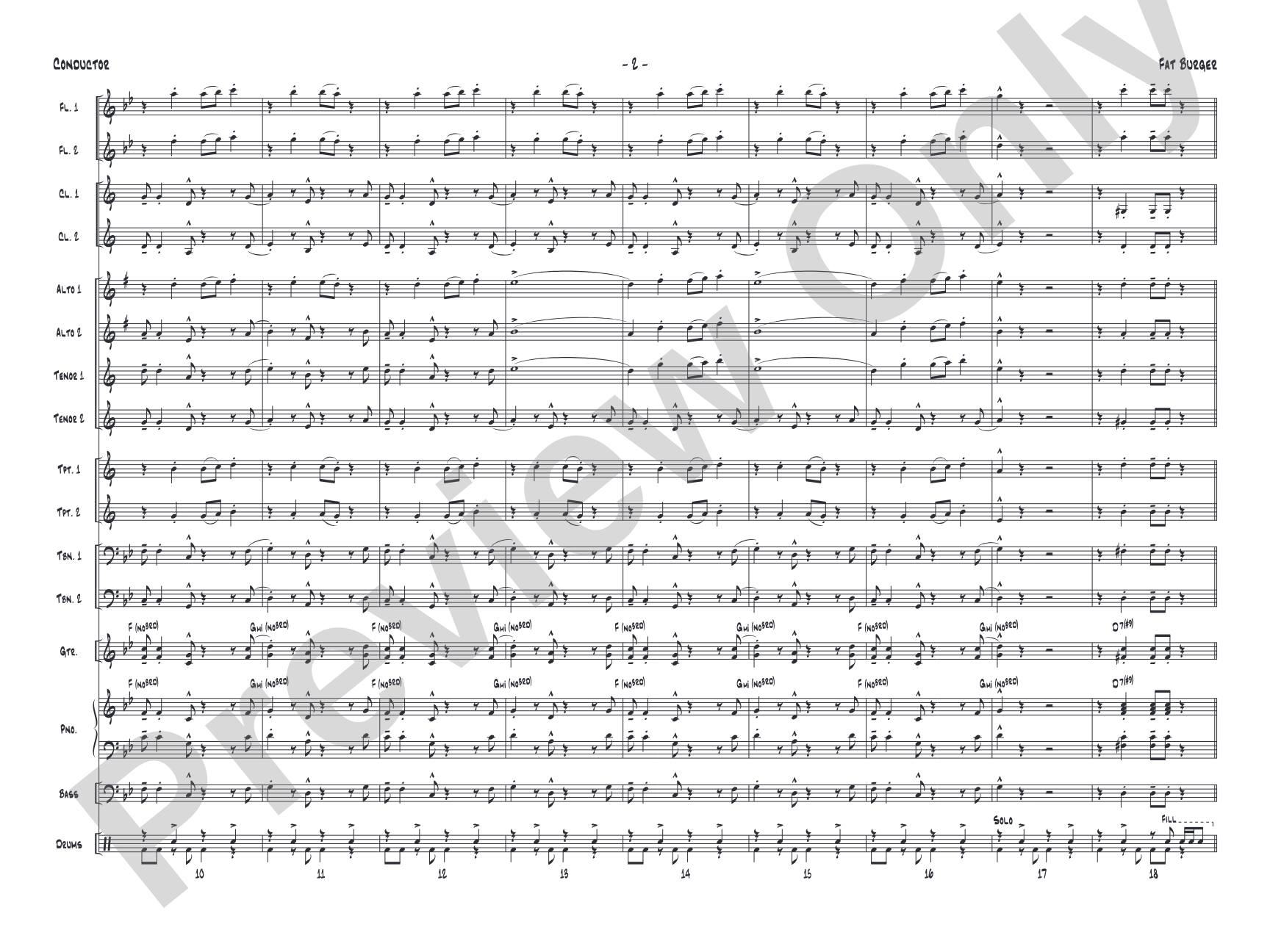 Fat Burger: Jazz Ensemble Conductor Score & Parts