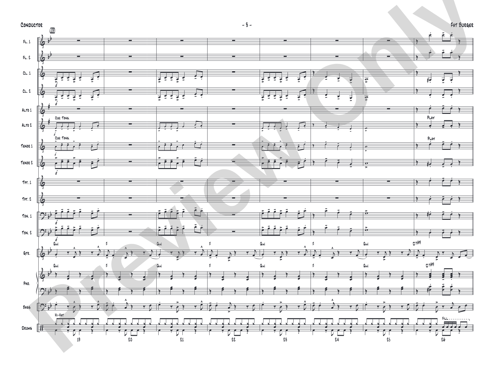 Fat Burger: Jazz Ensemble Conductor Score & Parts