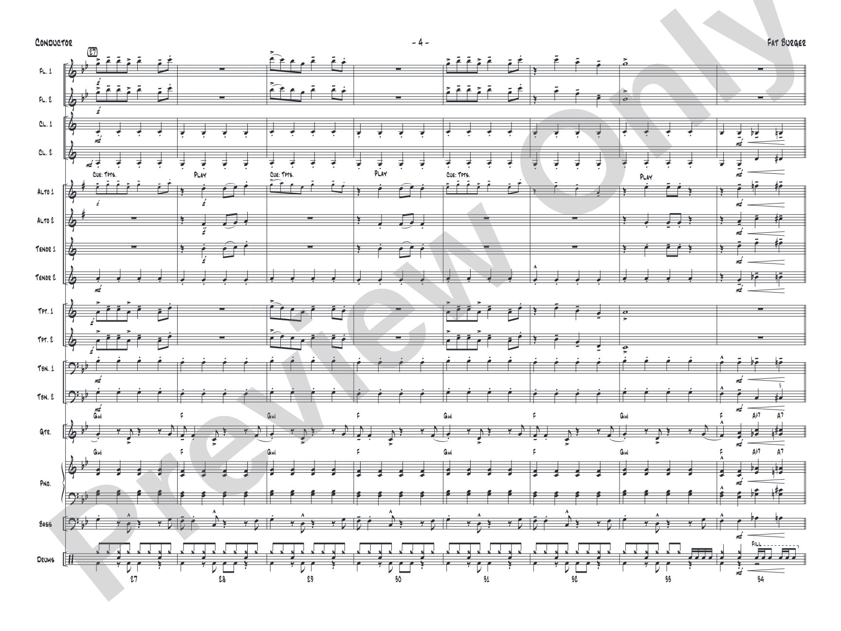 Fat Burger: Jazz Ensemble Conductor Score & Parts