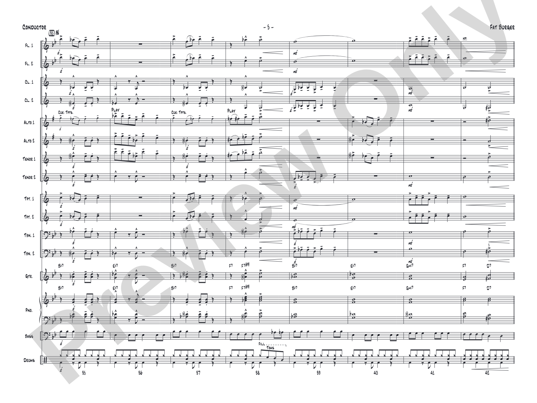 Fat Burger: Jazz Ensemble Conductor Score & Parts
