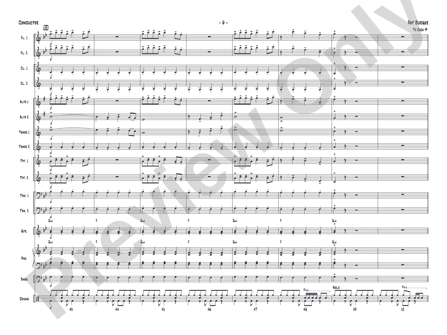 Fat Burger: Jazz Ensemble Conductor Score & Parts