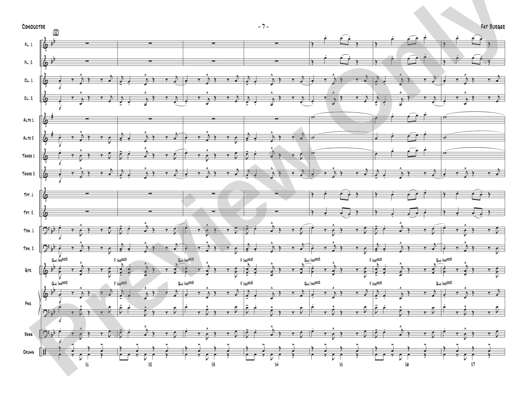 Fat Burger: Jazz Ensemble Conductor Score & Parts