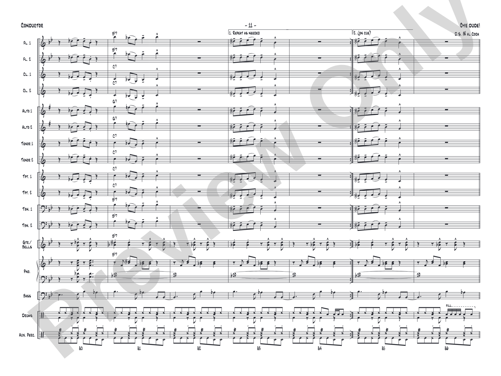 Oye Dude!: Jazz Ensemble Conductor Score & Parts