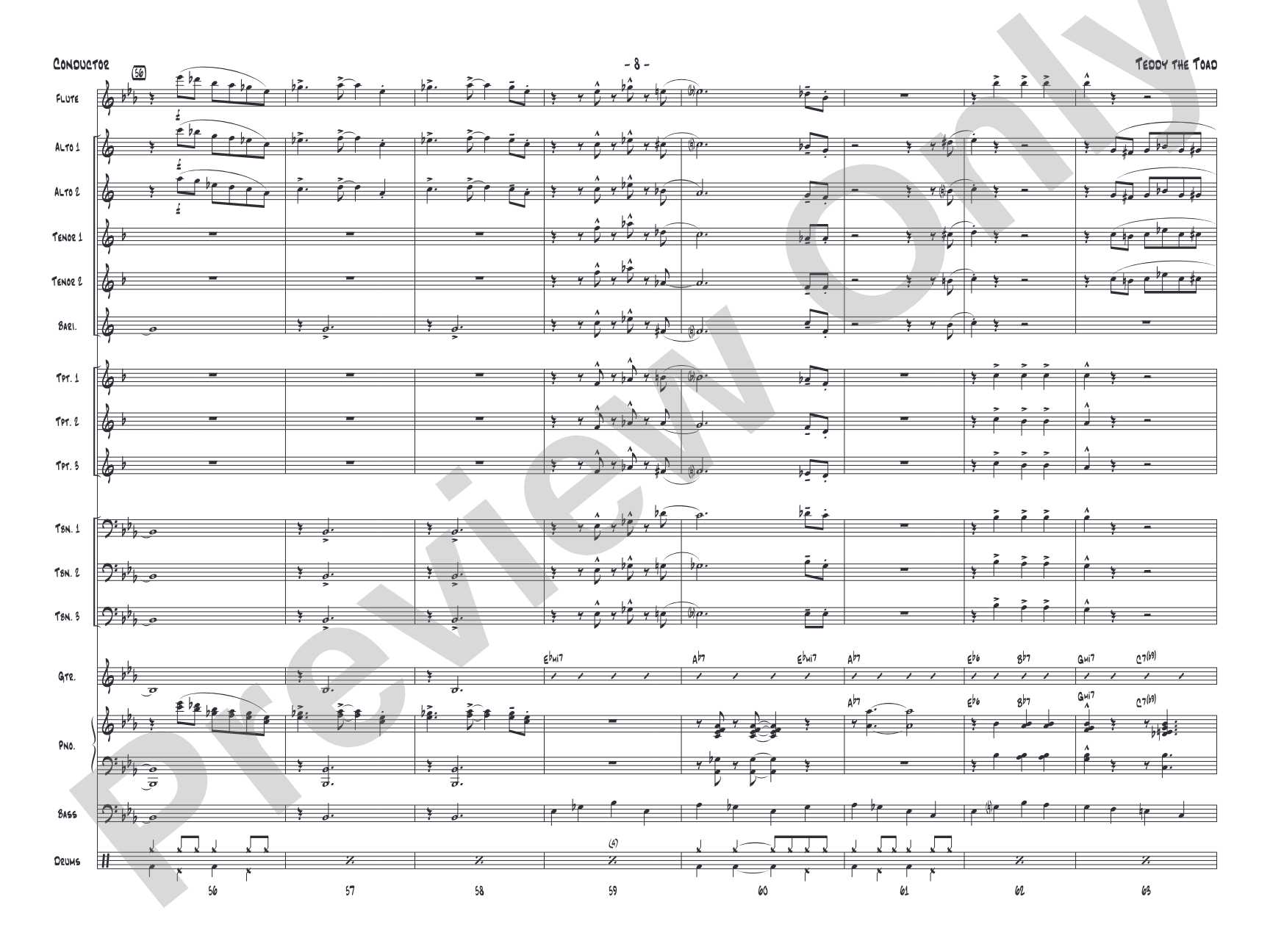 Teddy the Toad: Jazz Ensemble Conductor Score & Parts