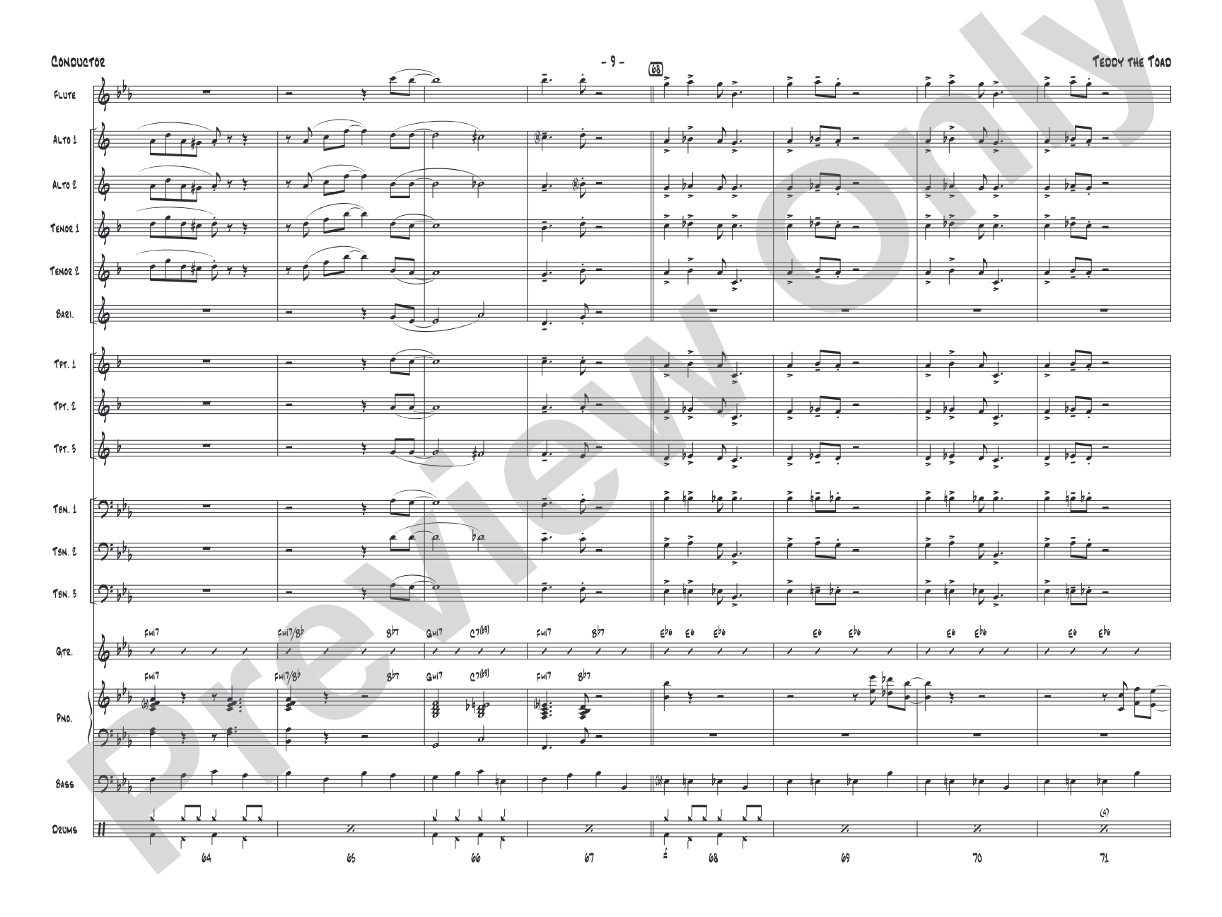 Teddy the Toad: Jazz Ensemble Conductor Score & Parts