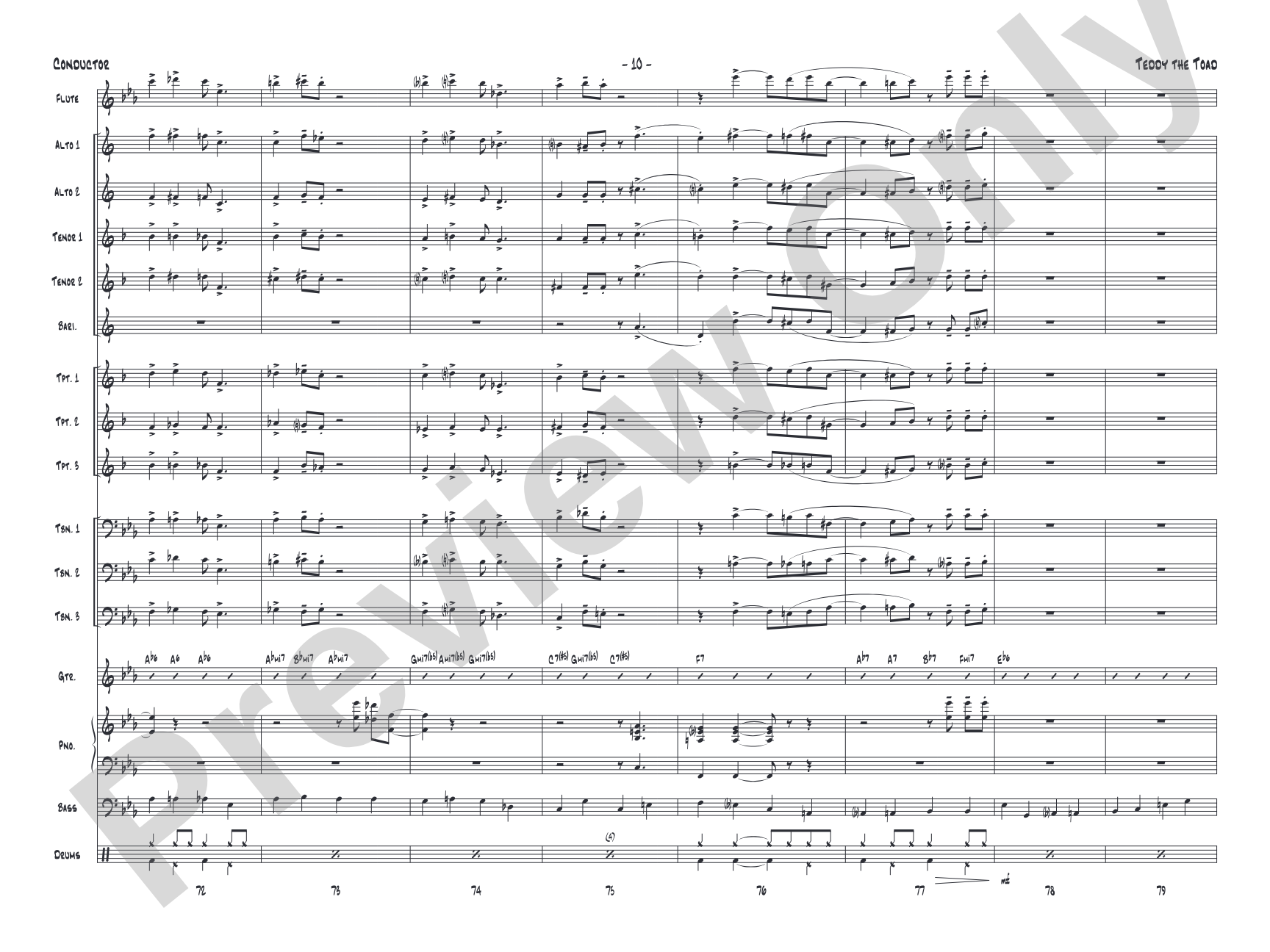 Teddy the Toad: Jazz Ensemble Conductor Score & Parts