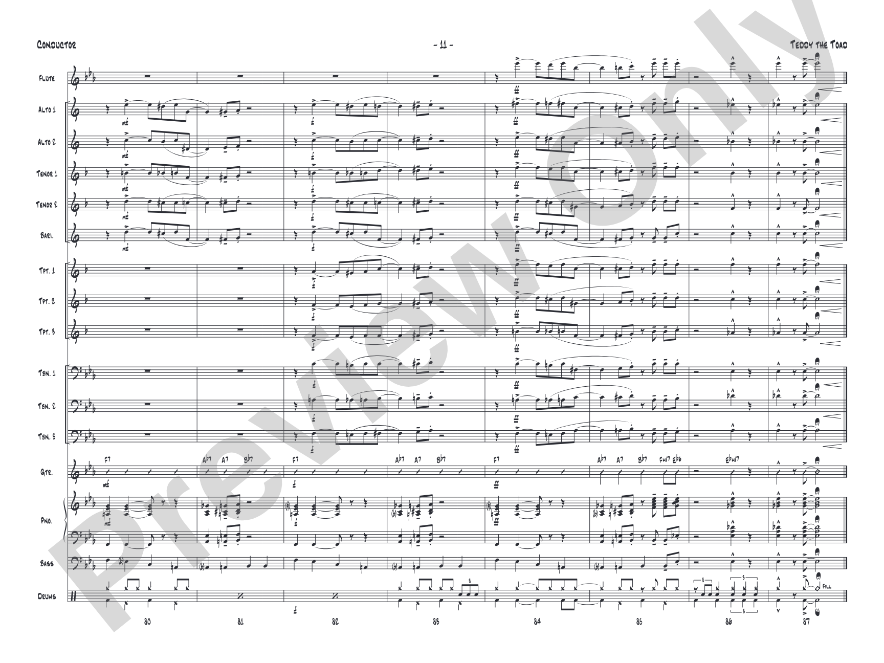 Teddy the Toad: Jazz Ensemble Conductor Score & Parts