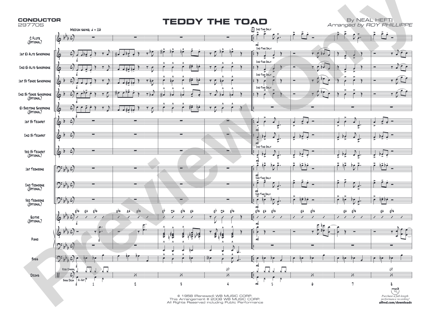 Teddy the Toad: Jazz Ensemble Conductor Score & Parts