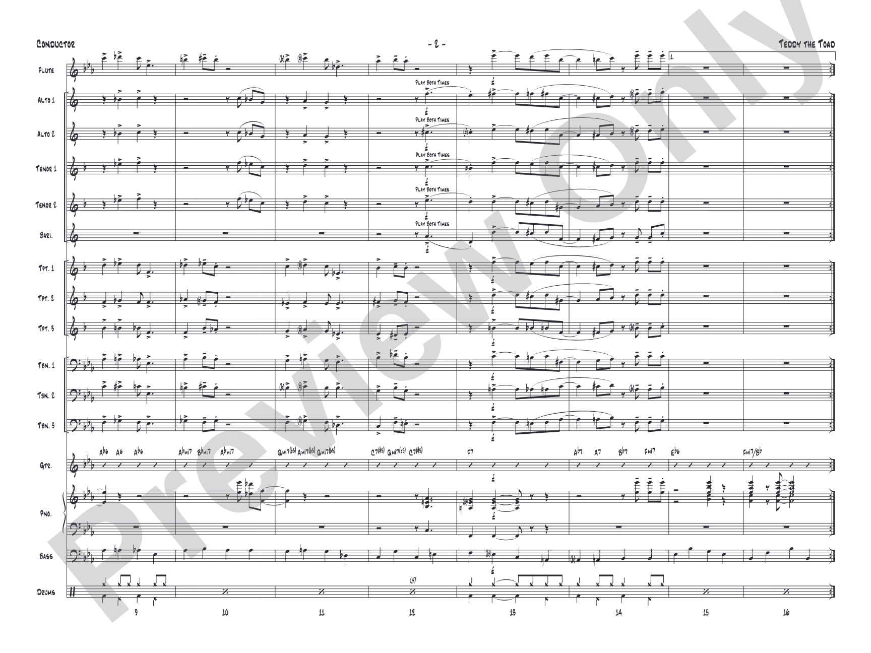 Teddy the Toad: Jazz Ensemble Conductor Score & Parts