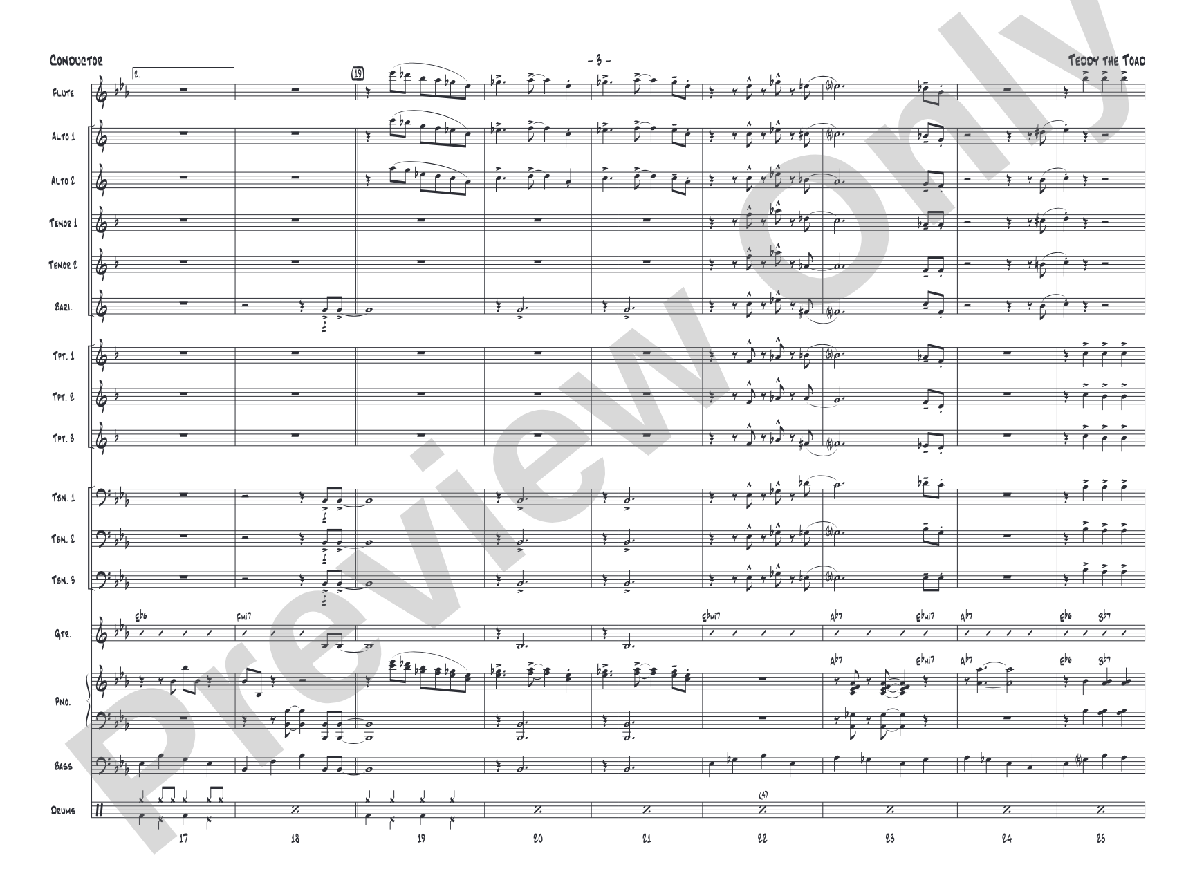 Teddy the Toad: Jazz Ensemble Conductor Score & Parts