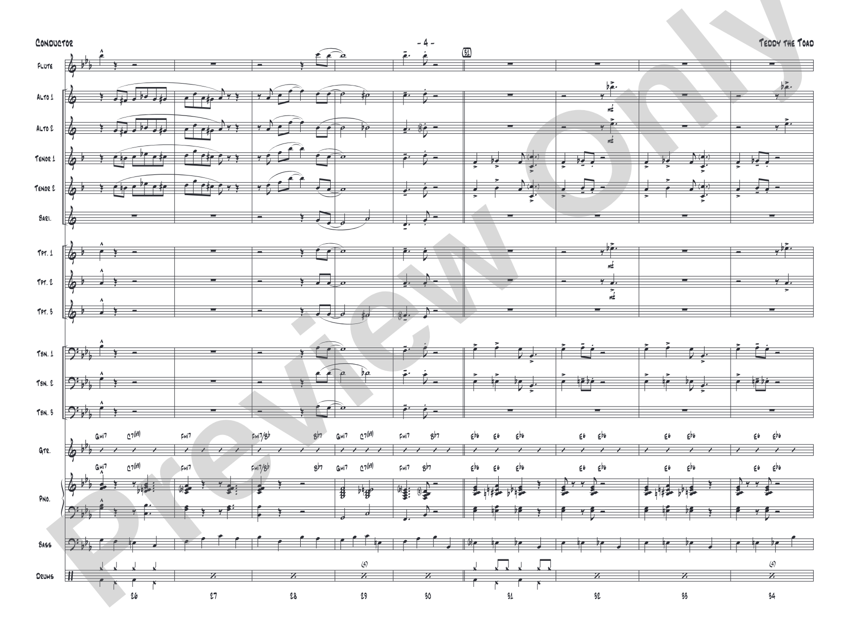Teddy the Toad: Jazz Ensemble Conductor Score & Parts