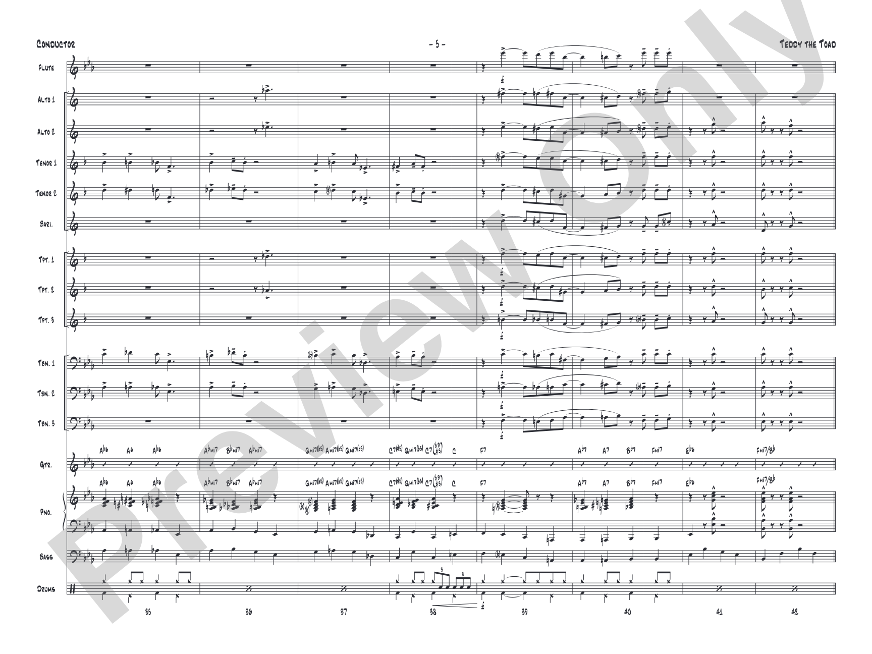 Teddy the Toad: Jazz Ensemble Conductor Score & Parts