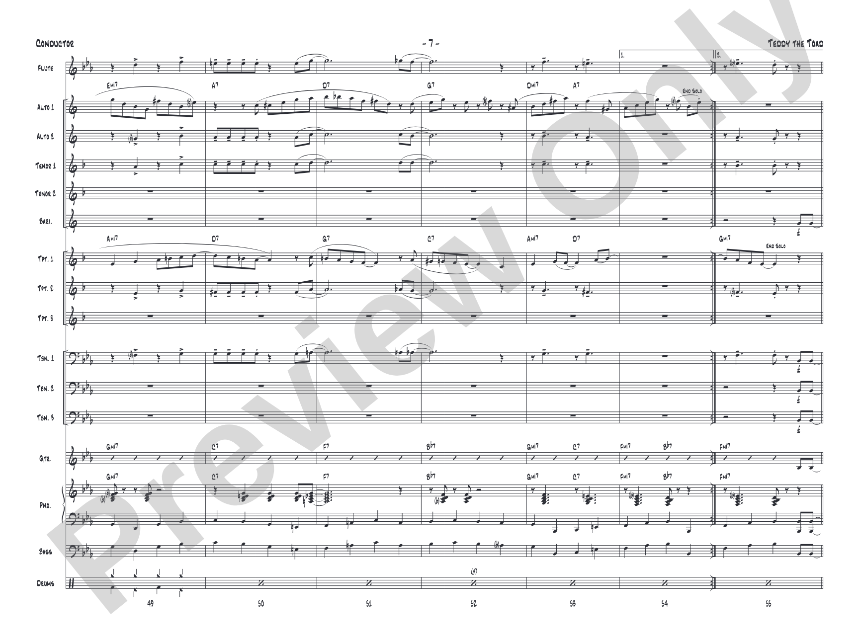 Teddy the Toad: Jazz Ensemble Conductor Score & Parts