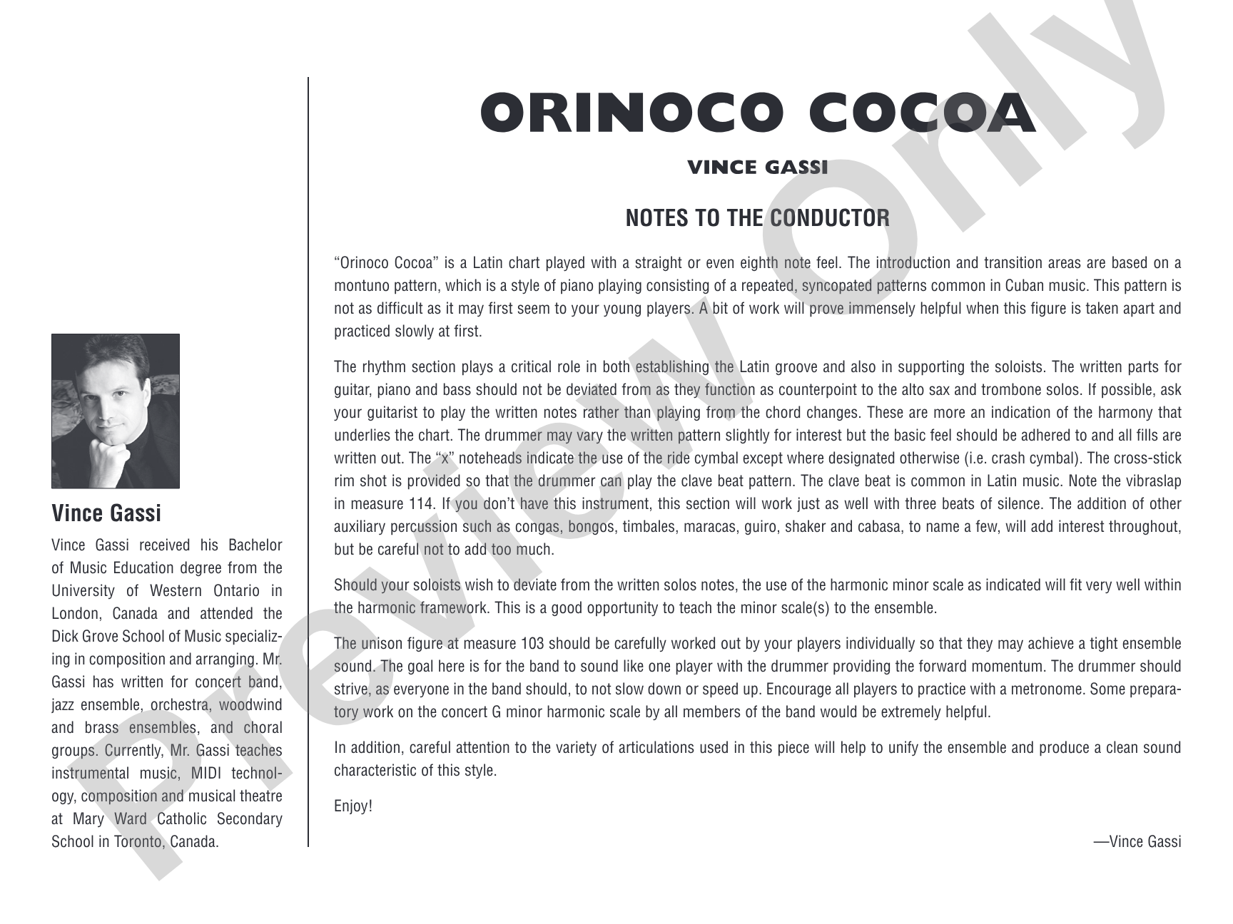 Orinoco Cocoa: Score
