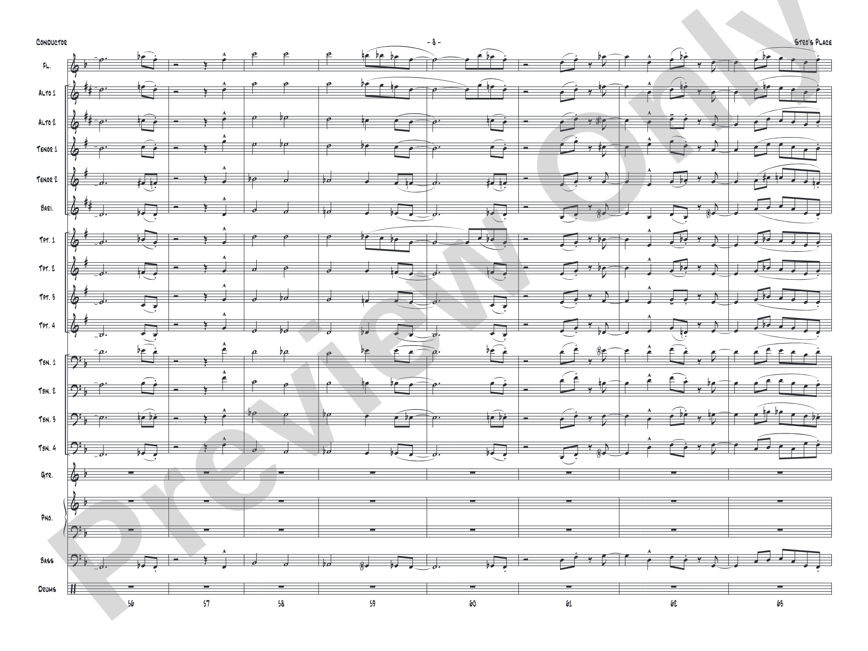 Stro's Place: Jazz Ensemble Conductor Score & Parts