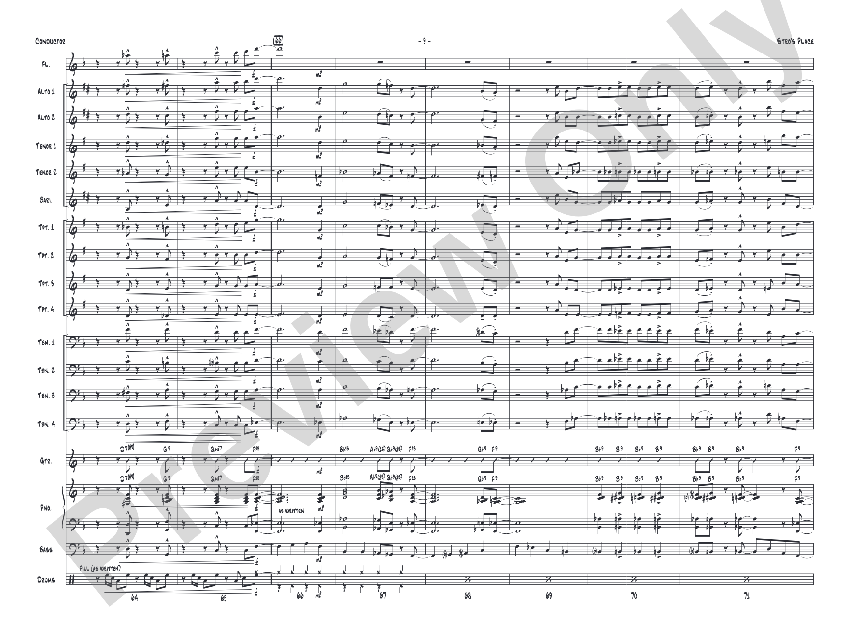 Stro's Place: Jazz Ensemble Conductor Score & Parts