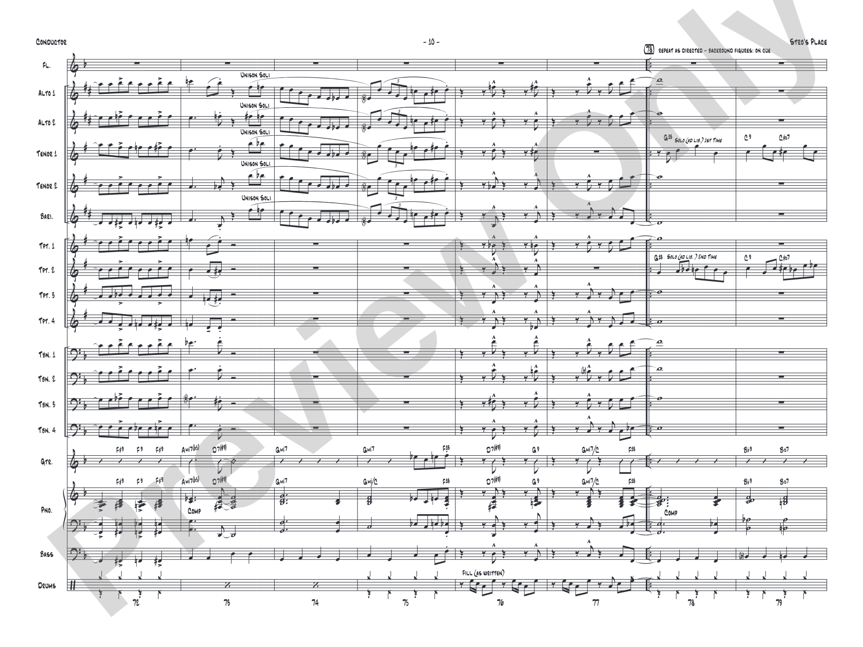 Stro's Place: Jazz Ensemble Conductor Score & Parts