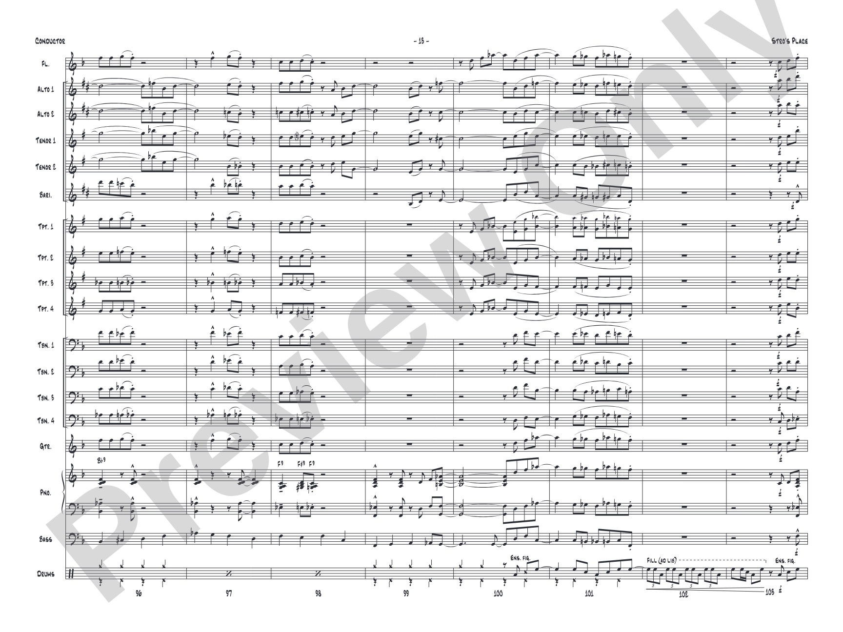 Stro's Place: Jazz Ensemble Conductor Score & Parts