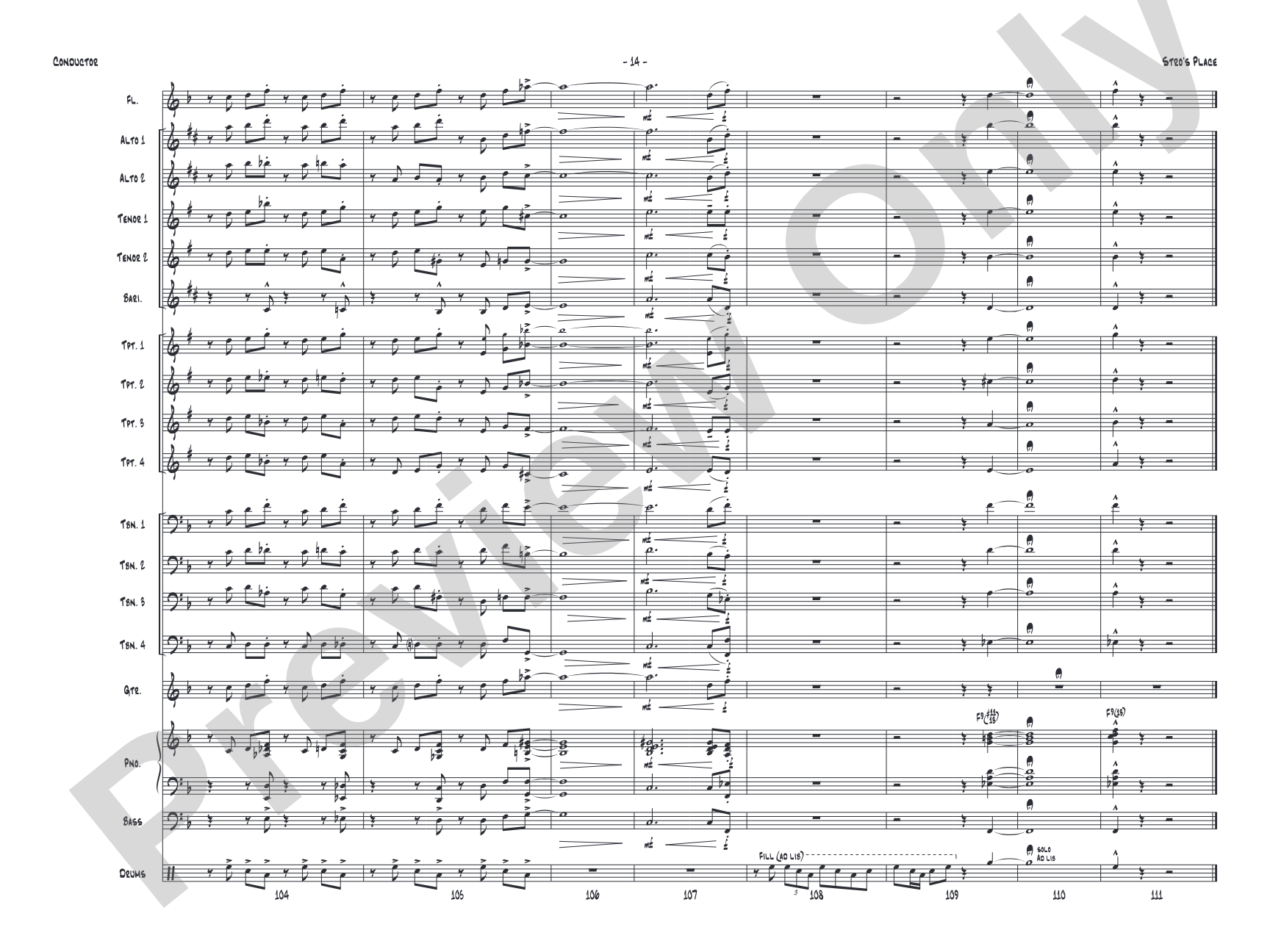 Stro's Place: Jazz Ensemble Conductor Score & Parts