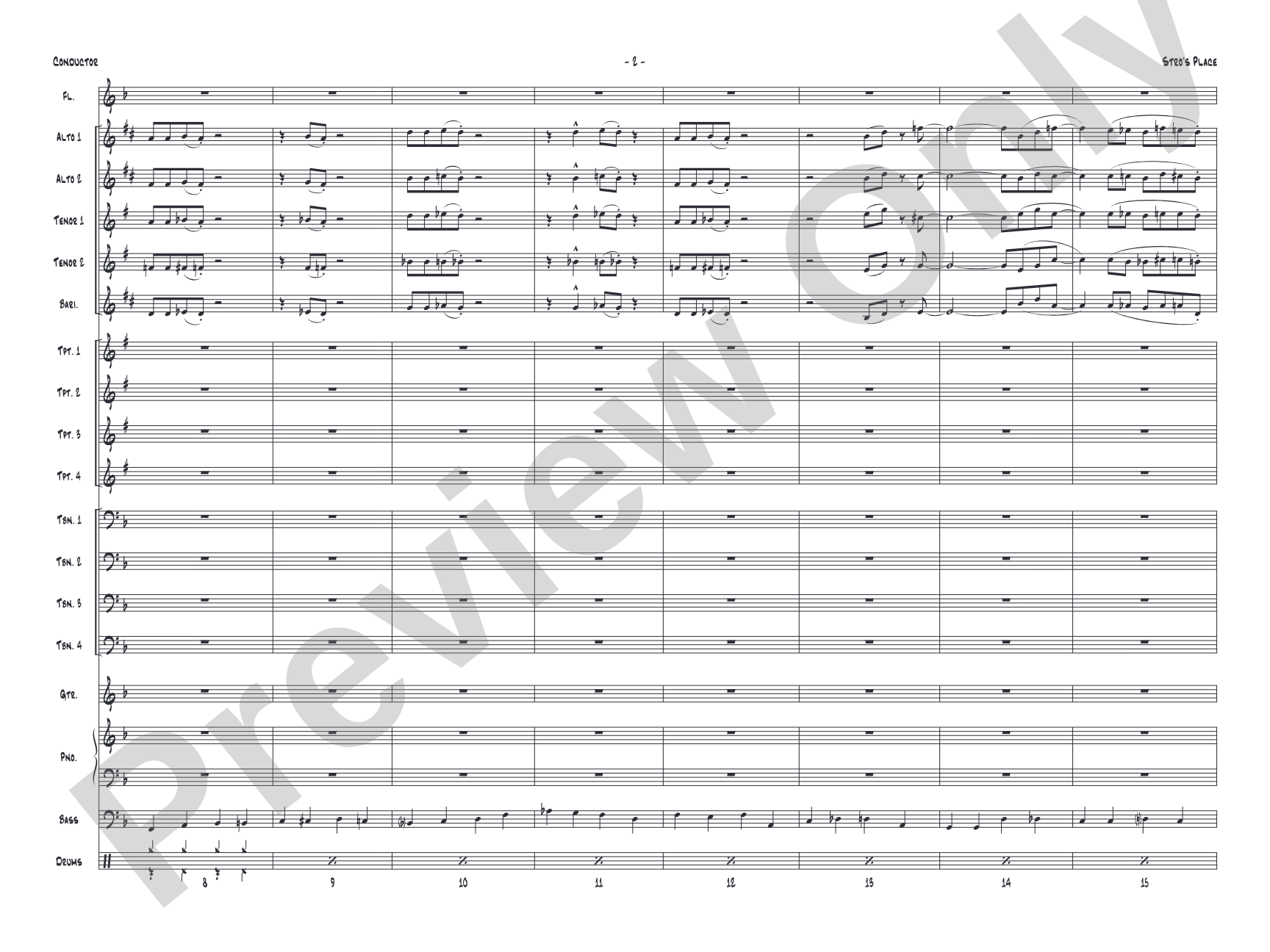 Stro's Place: Jazz Ensemble Conductor Score & Parts