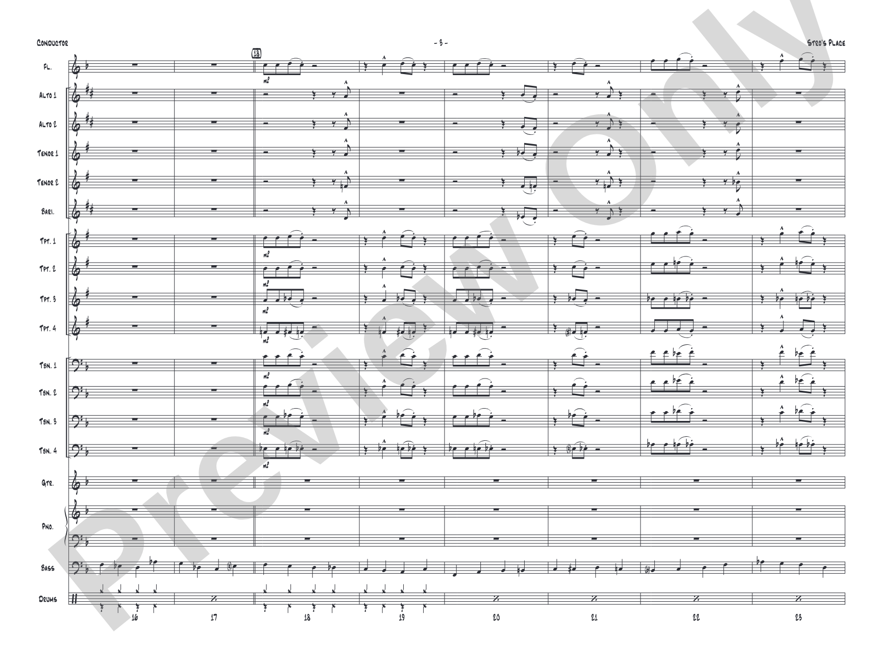 Stro's Place: Jazz Ensemble Conductor Score & Parts