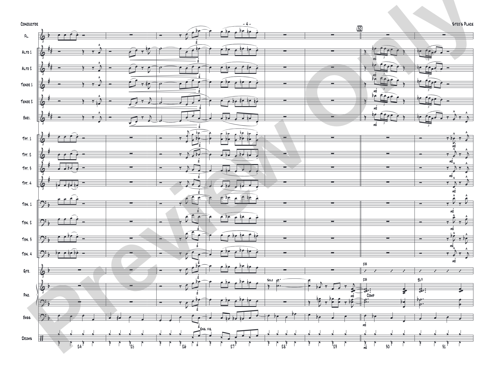 Stro's Place: Jazz Ensemble Conductor Score & Parts