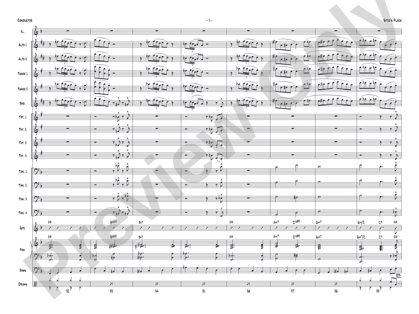 Stro's Place: Jazz Ensemble Conductor Score & Parts